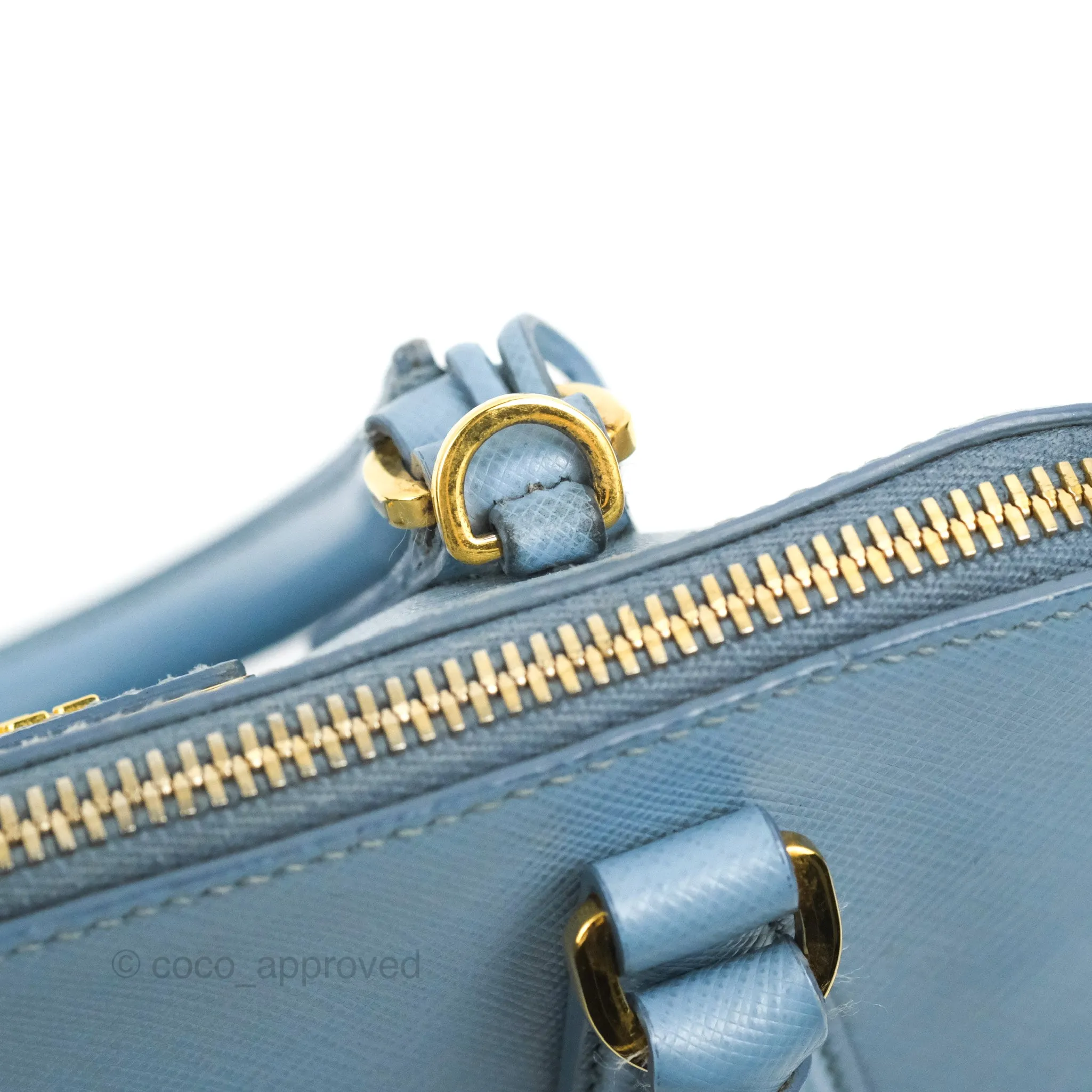 Prada Saffiano Lux Small Promenade Tote Light Blue