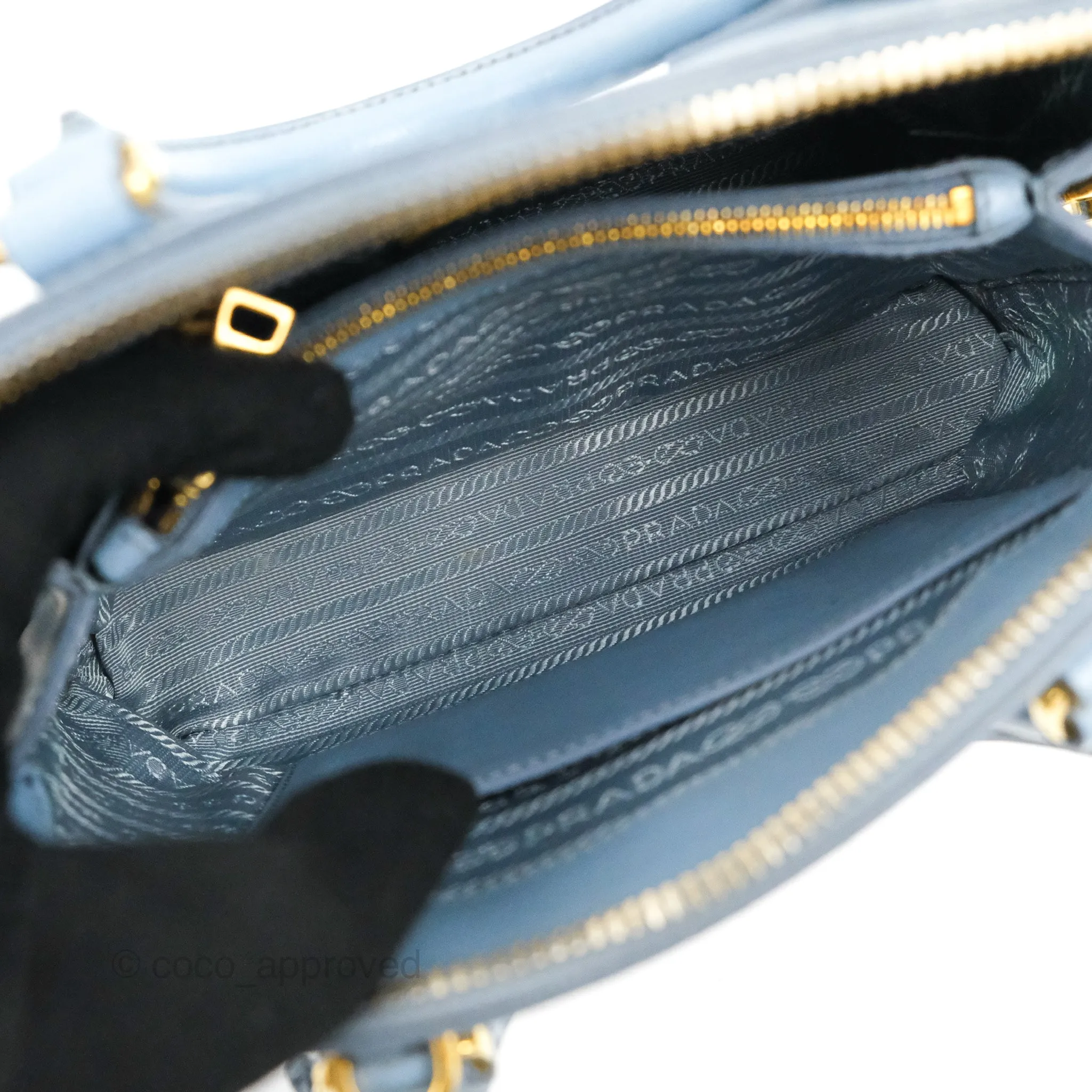 Prada Saffiano Lux Small Promenade Tote Light Blue