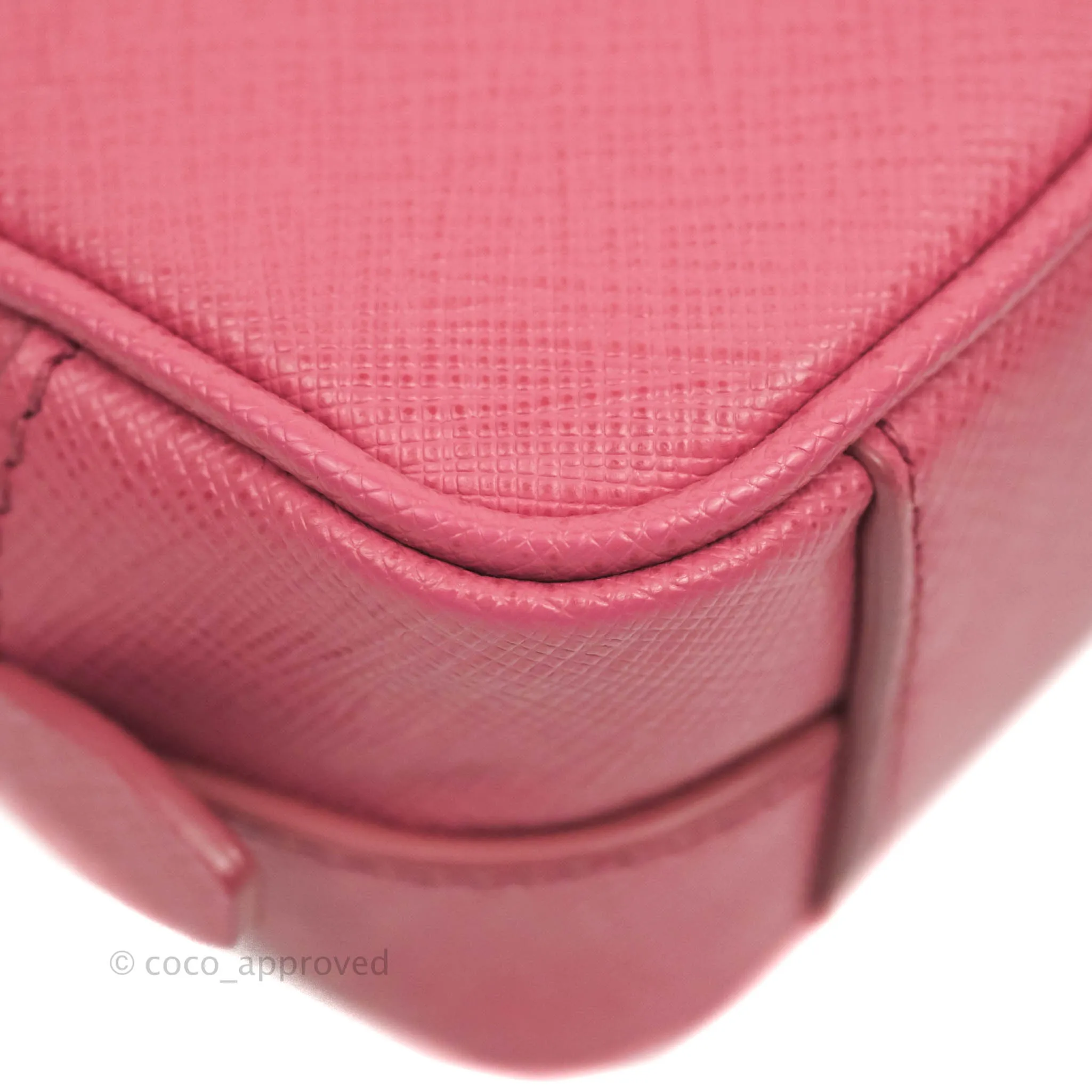 Prada Saffiano Mini Camera Bag in Red Gold Hardware