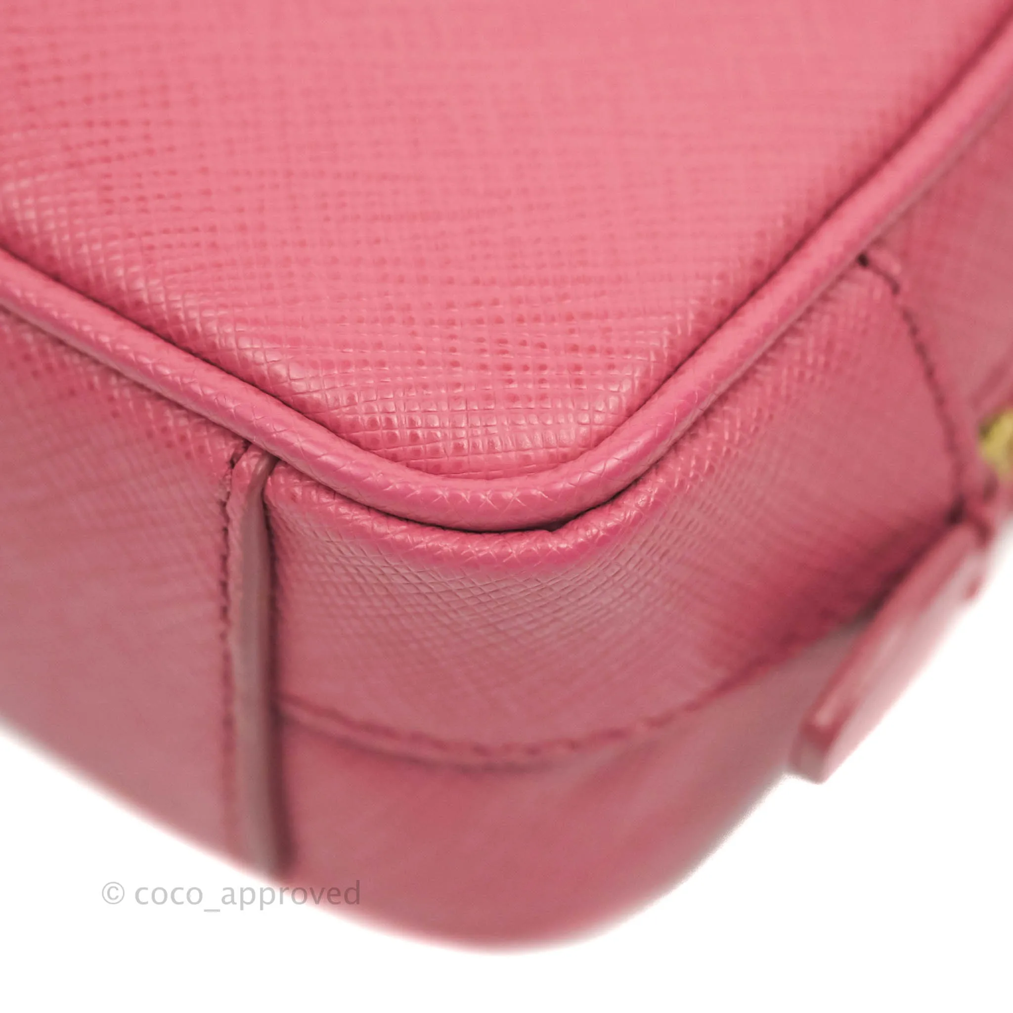 Prada Saffiano Mini Camera Bag in Red Gold Hardware