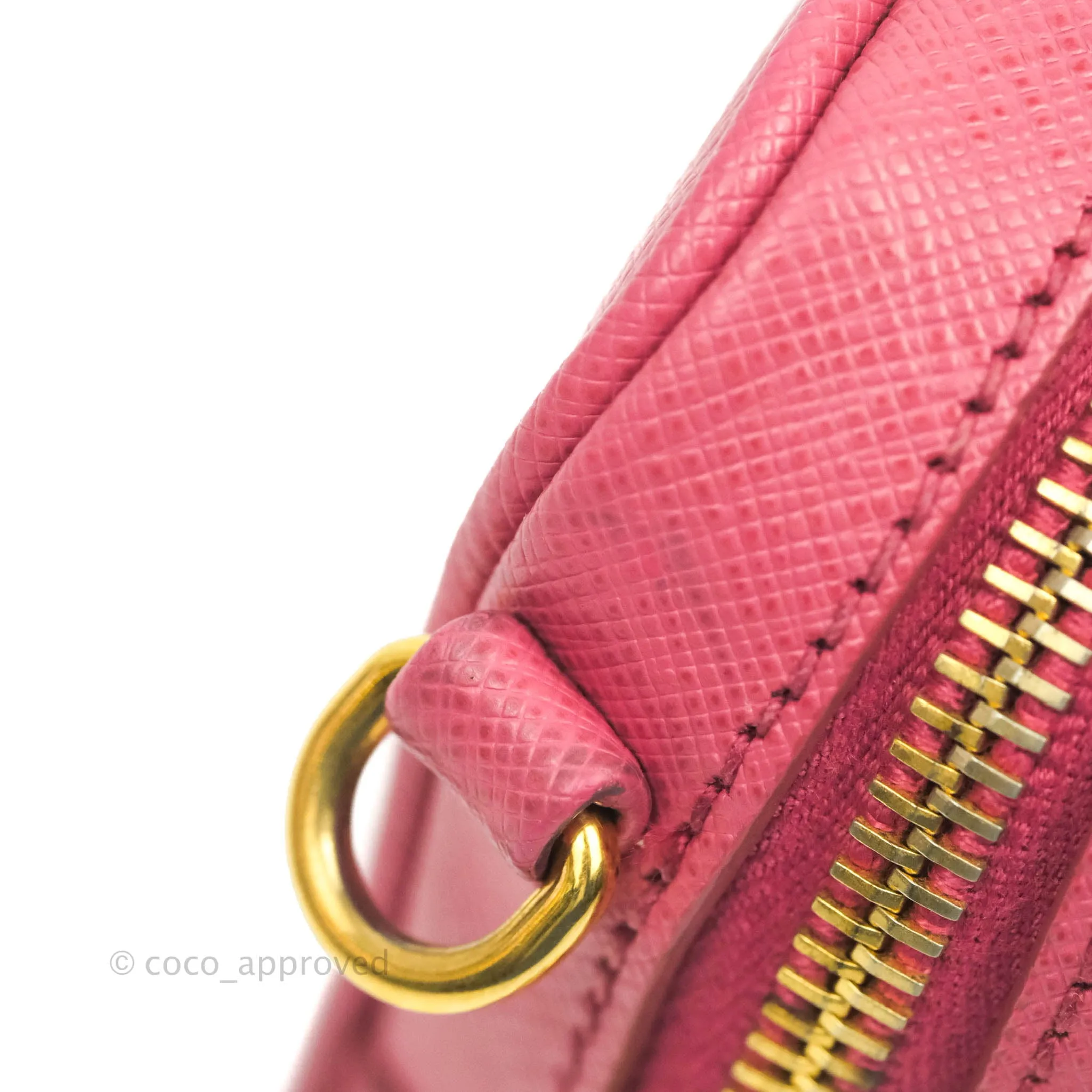 Prada Saffiano Mini Camera Bag in Red Gold Hardware