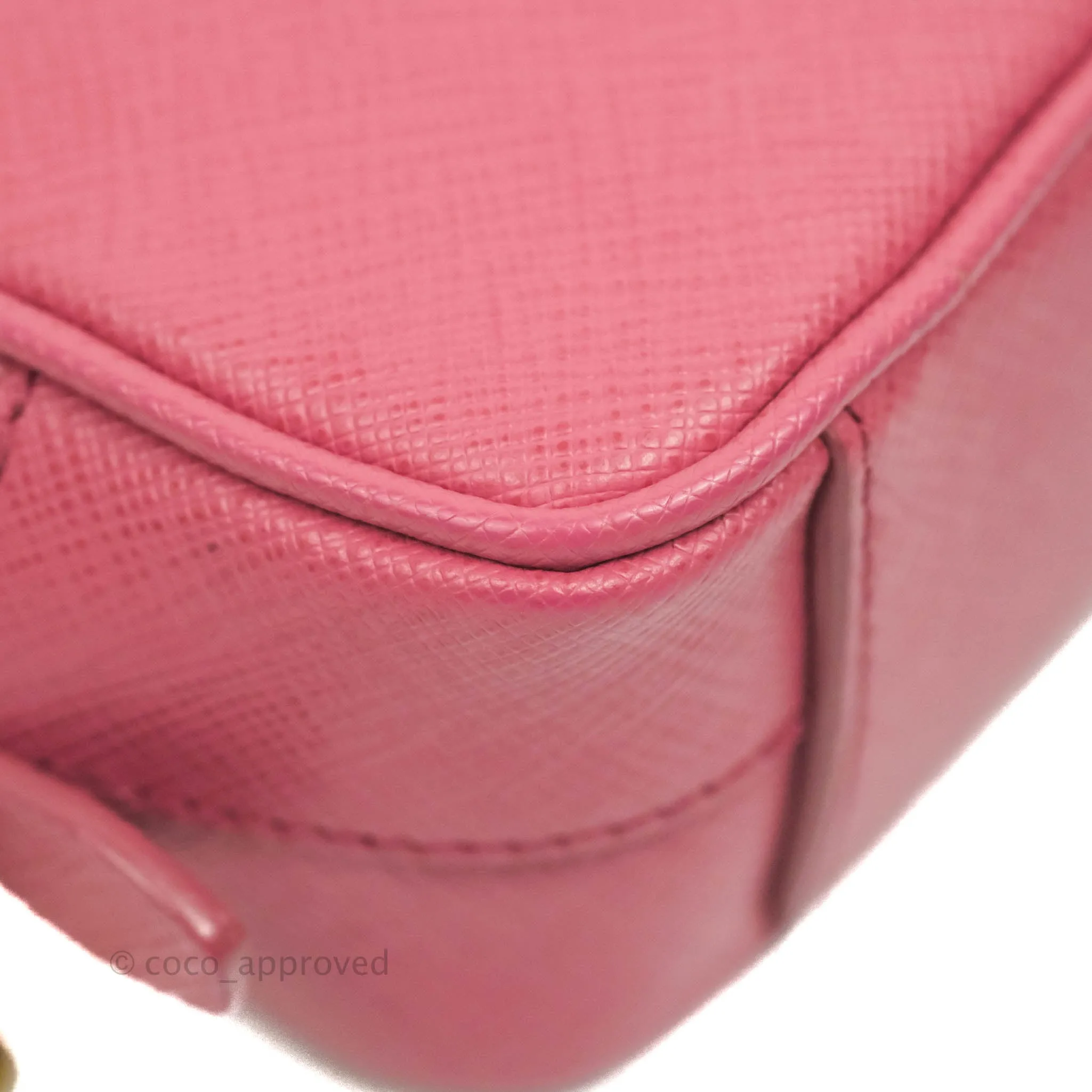 Prada Saffiano Mini Camera Bag in Red Gold Hardware
