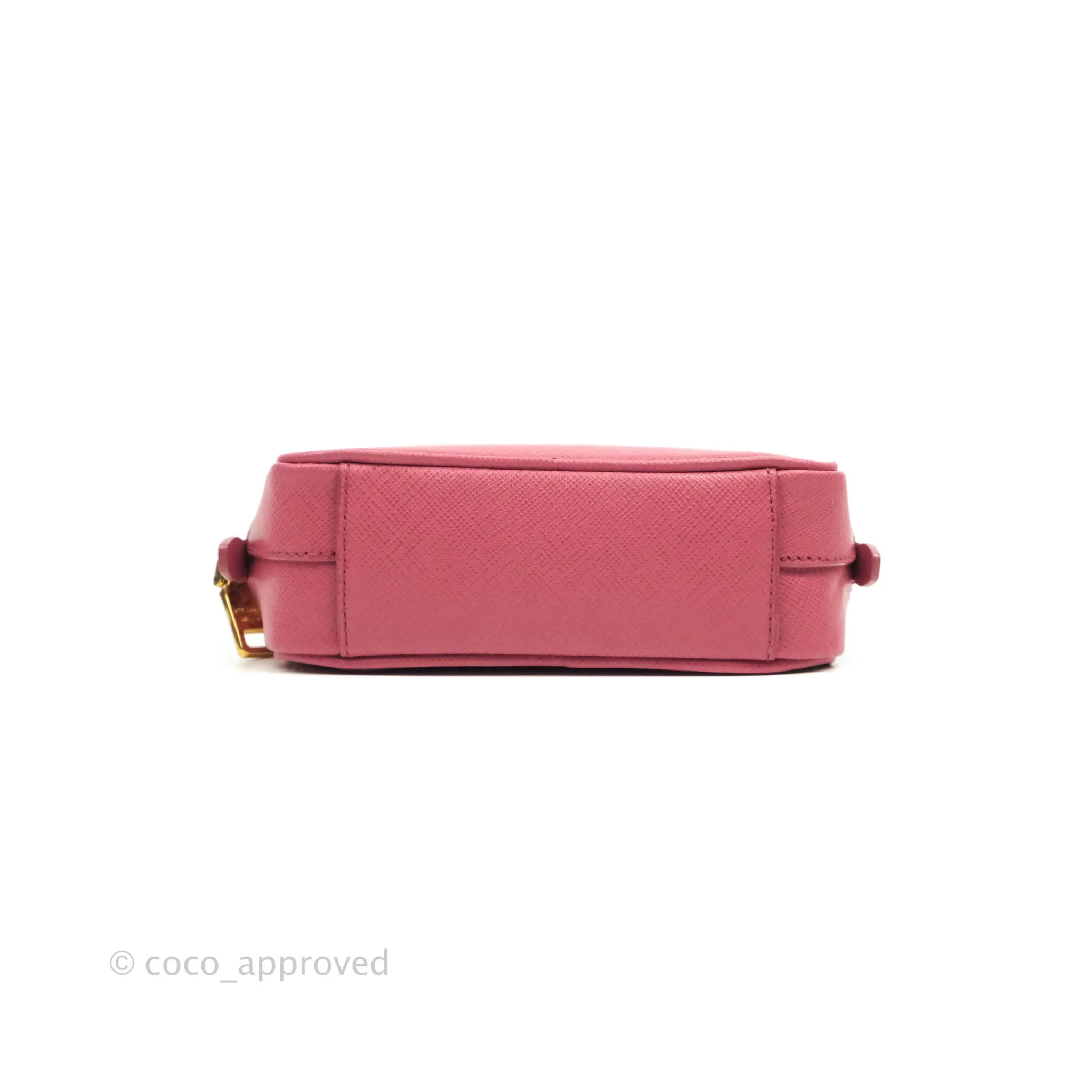 Prada Saffiano Mini Camera Bag in Red Gold Hardware