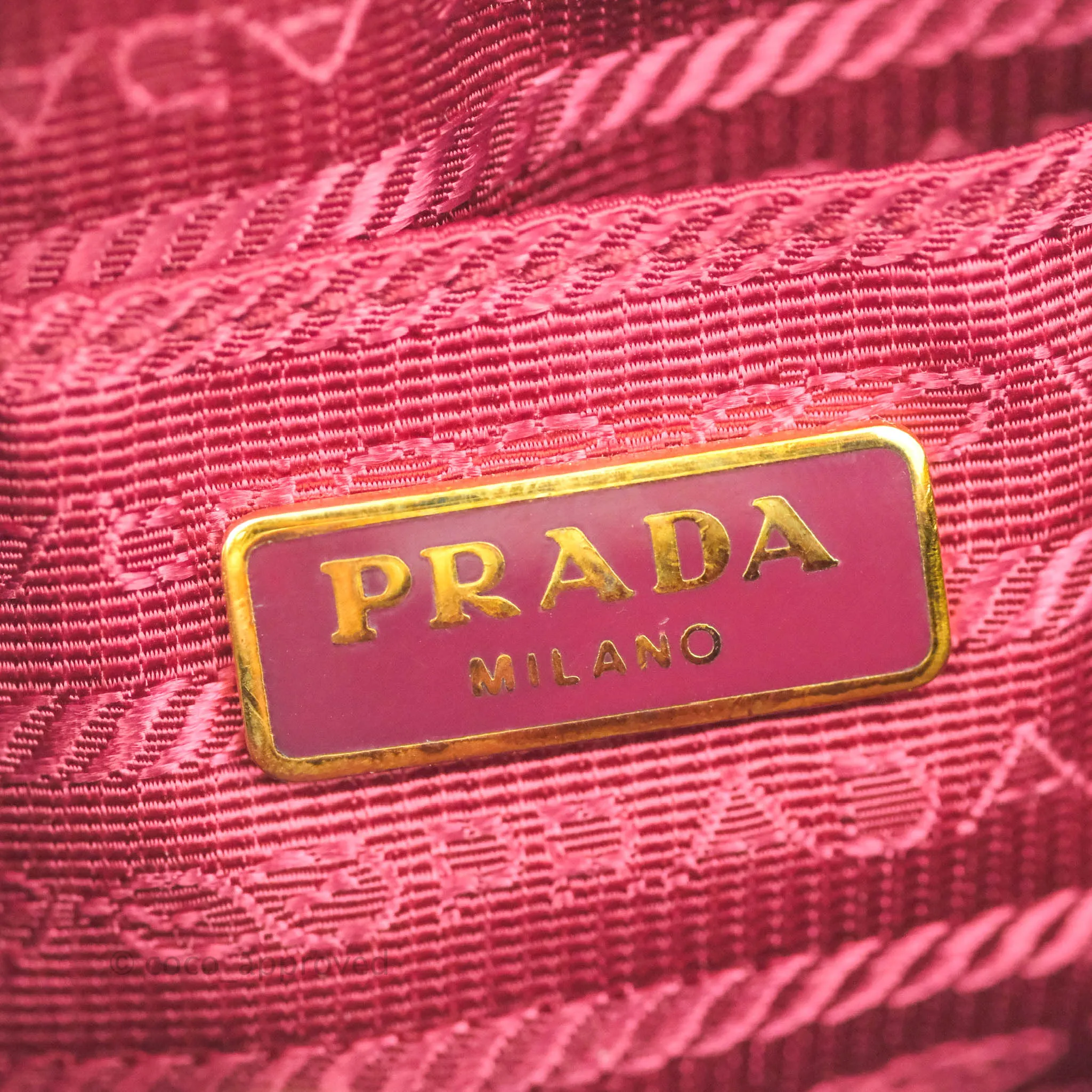 Prada Saffiano Mini Camera Bag in Red Gold Hardware