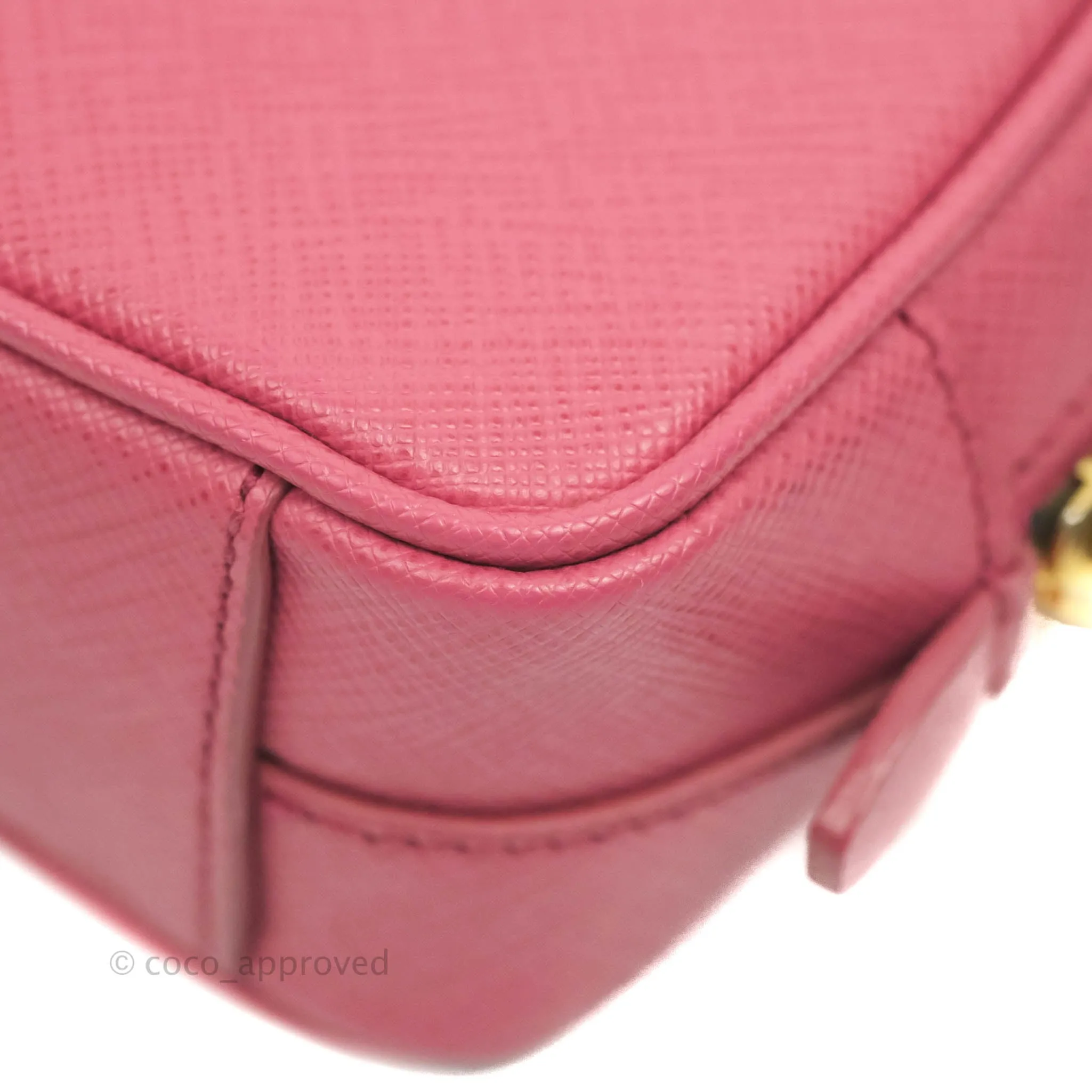 Prada Saffiano Mini Camera Bag in Red Gold Hardware