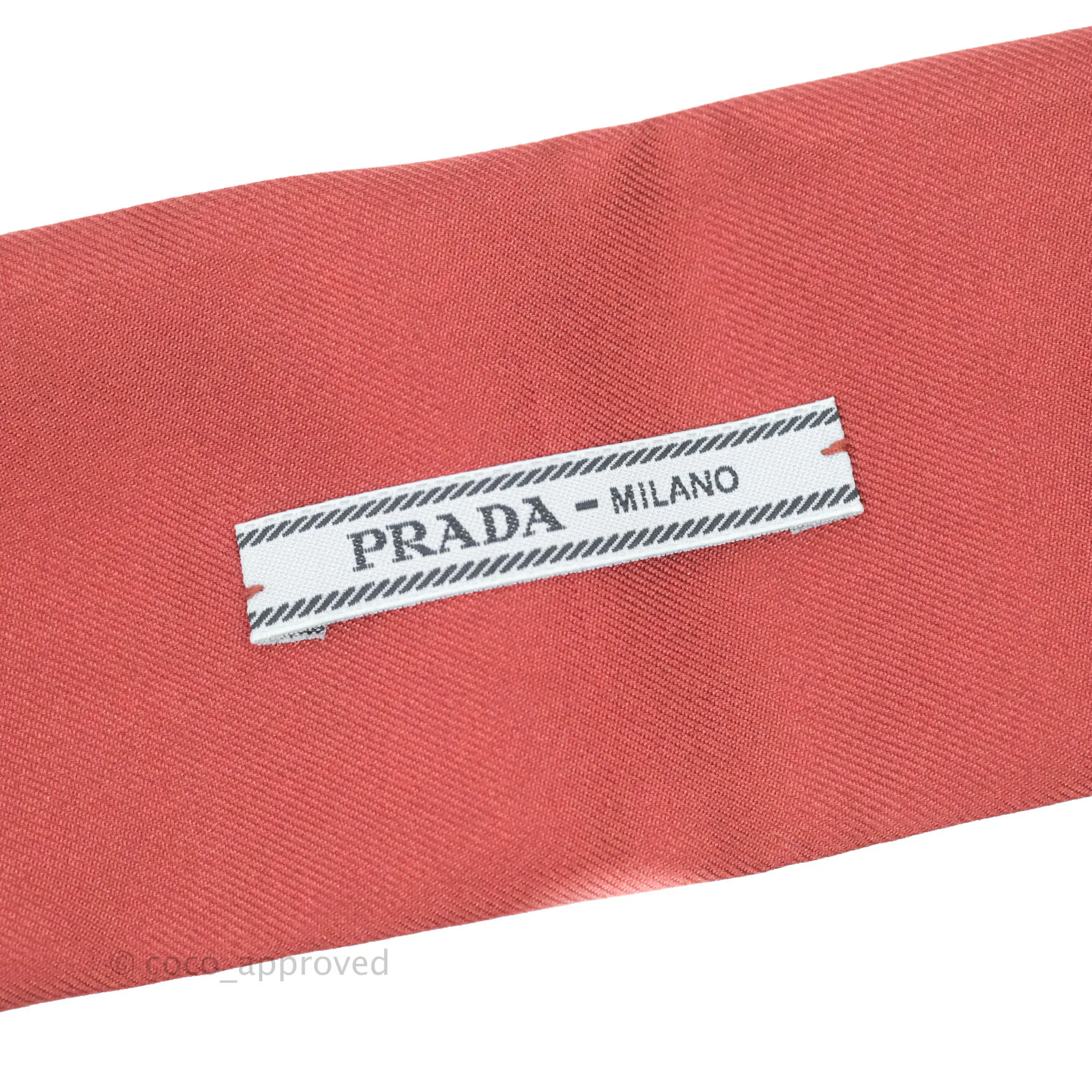 Prada Silk Print Scarf Twilly in Pink/Red