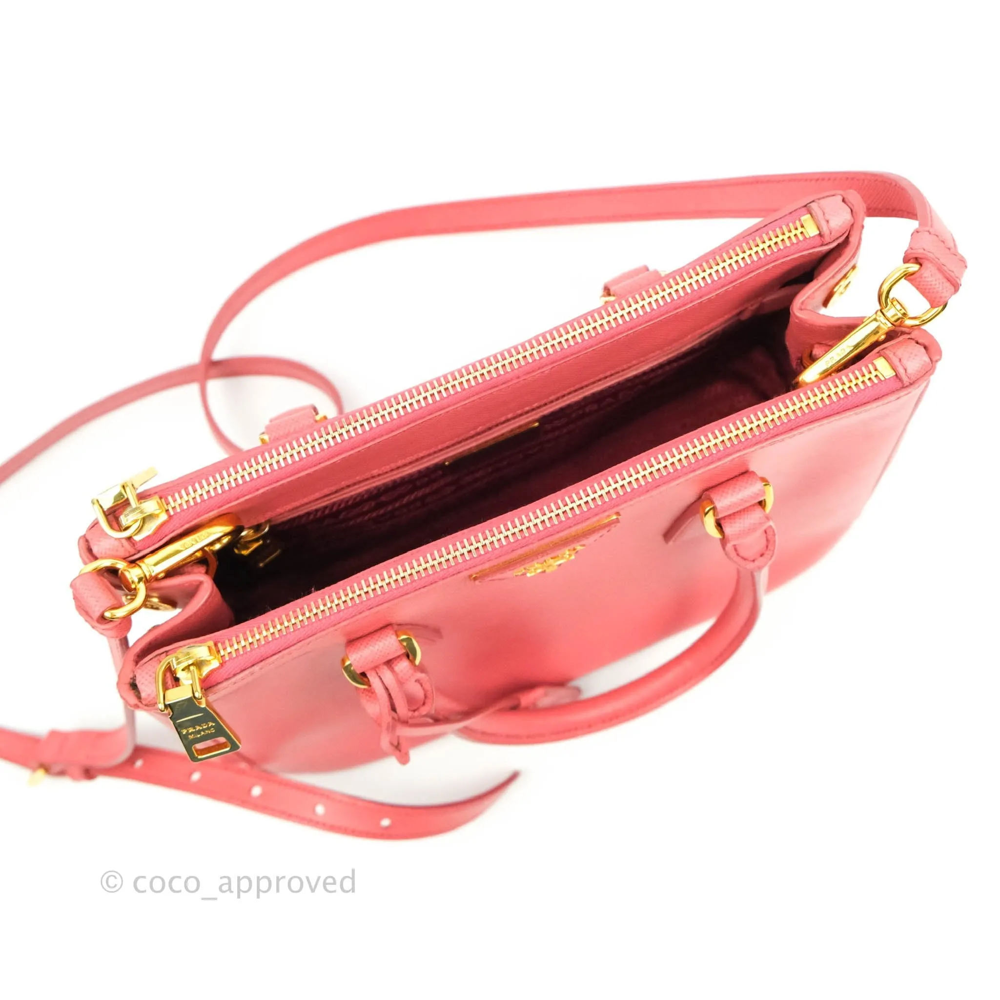 Prada Small Lux Galleria Bag Tamaris Saffiano Gold Hardware