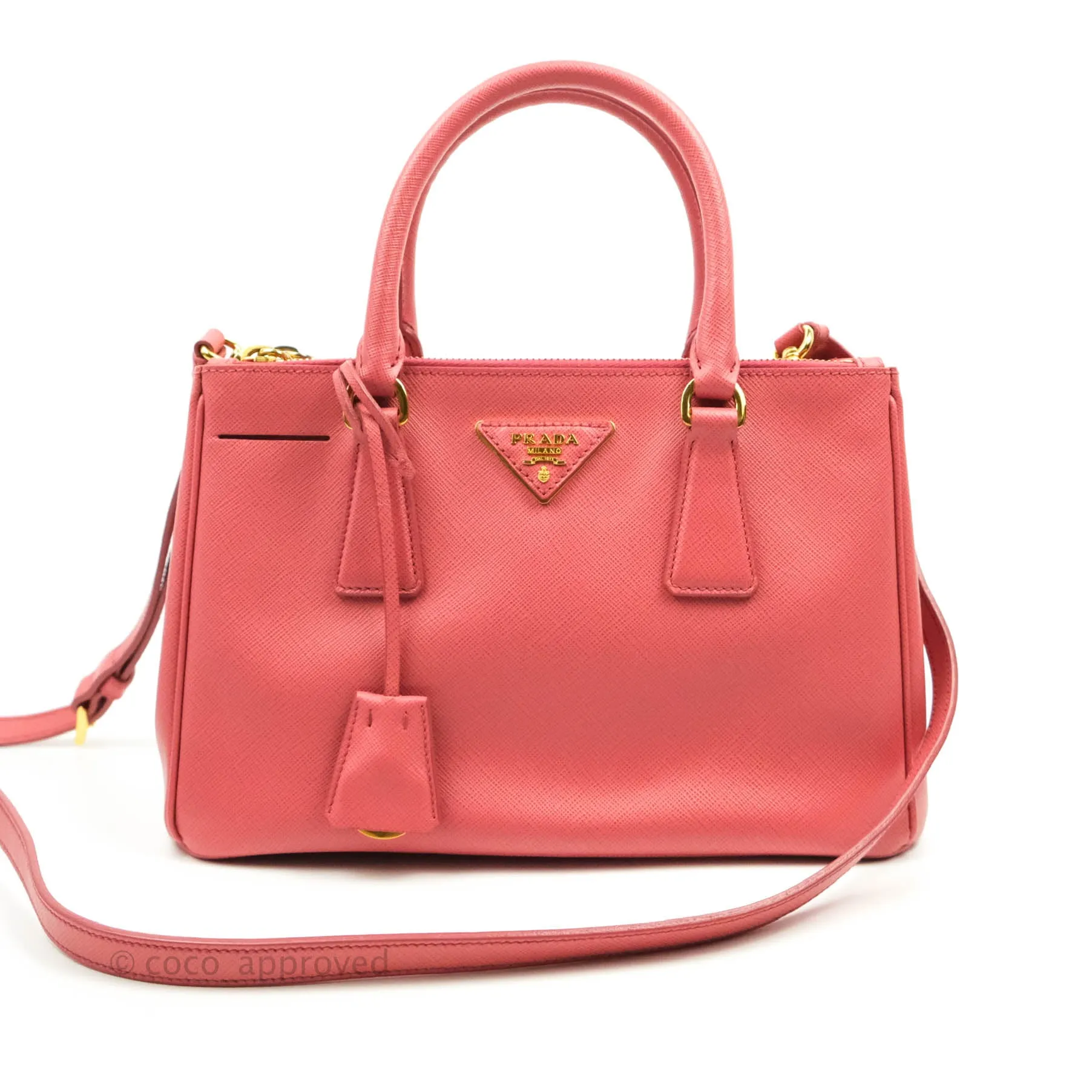 Prada Small Lux Galleria Bag Tamaris Saffiano Gold Hardware