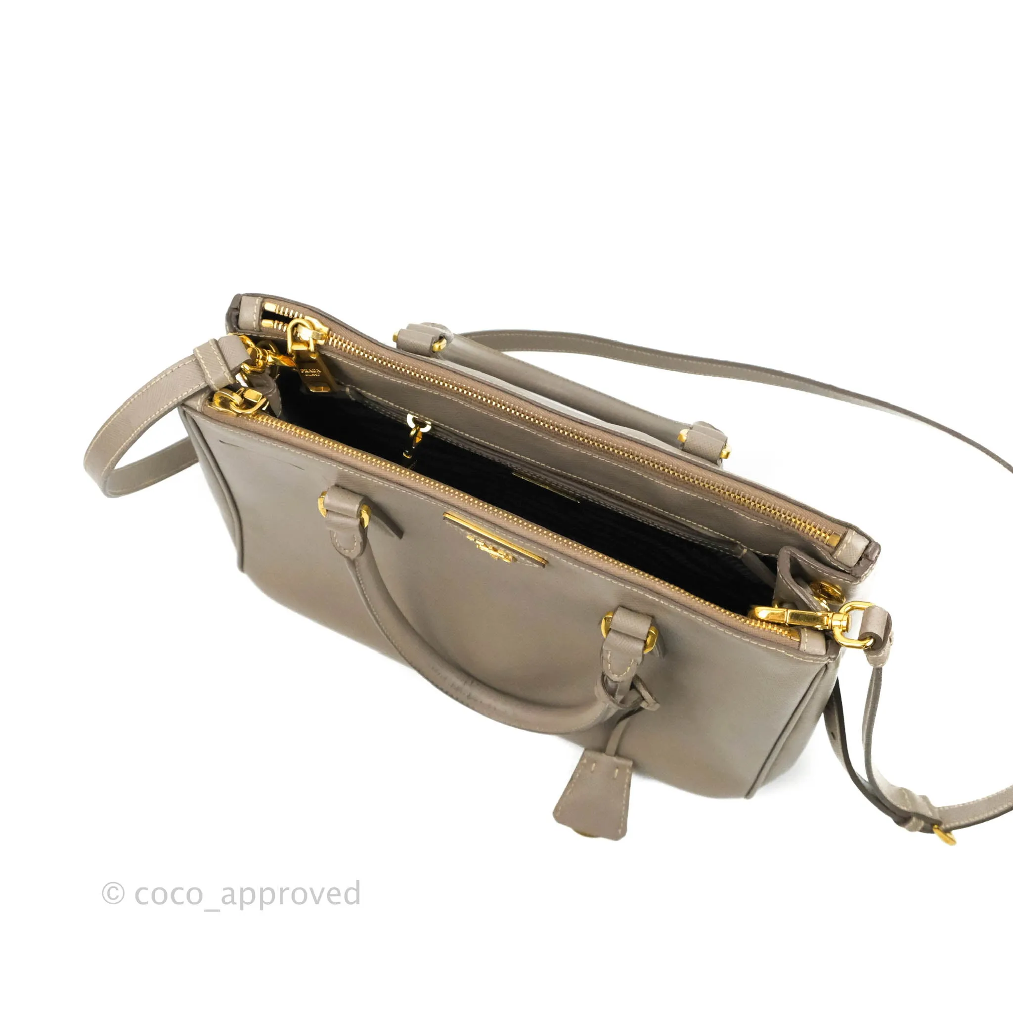 Prada Small Saffiano Lux Galleria Bag Argilla