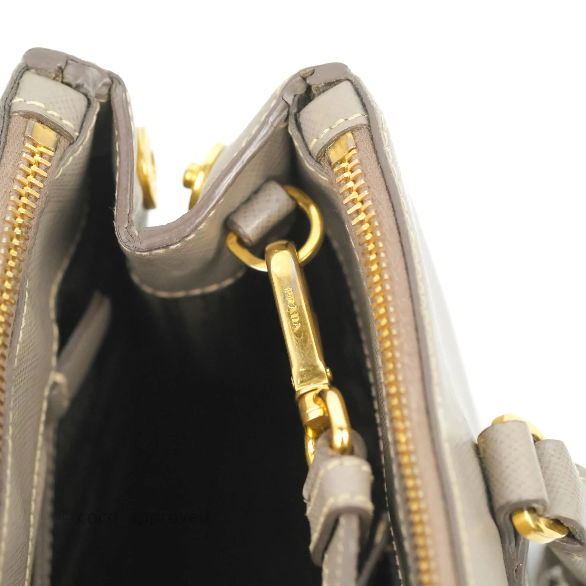 Prada Small Saffiano Lux Galleria Bag Argilla