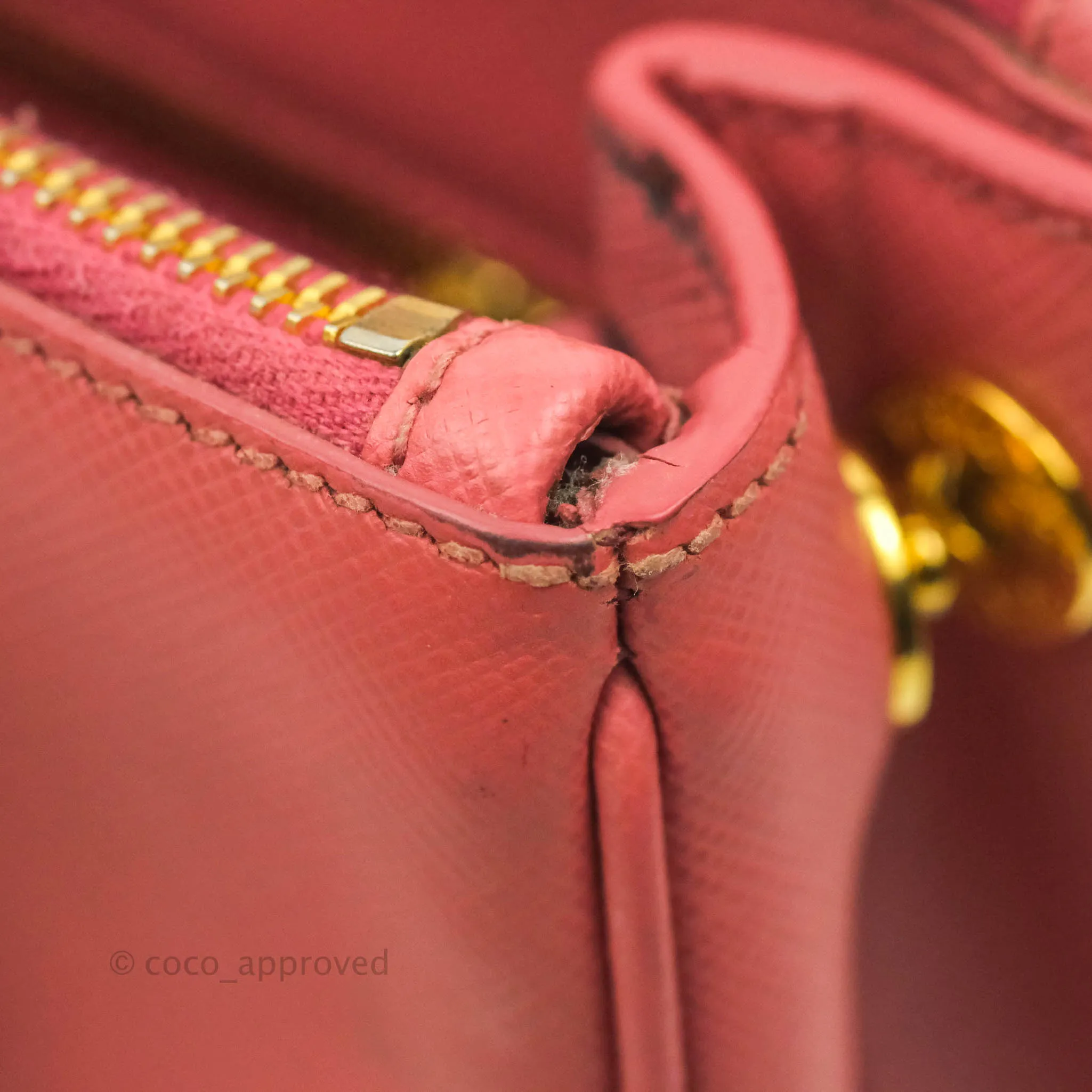 Prada Small Saffiano Lux Pink Tamaris Galleria Bag