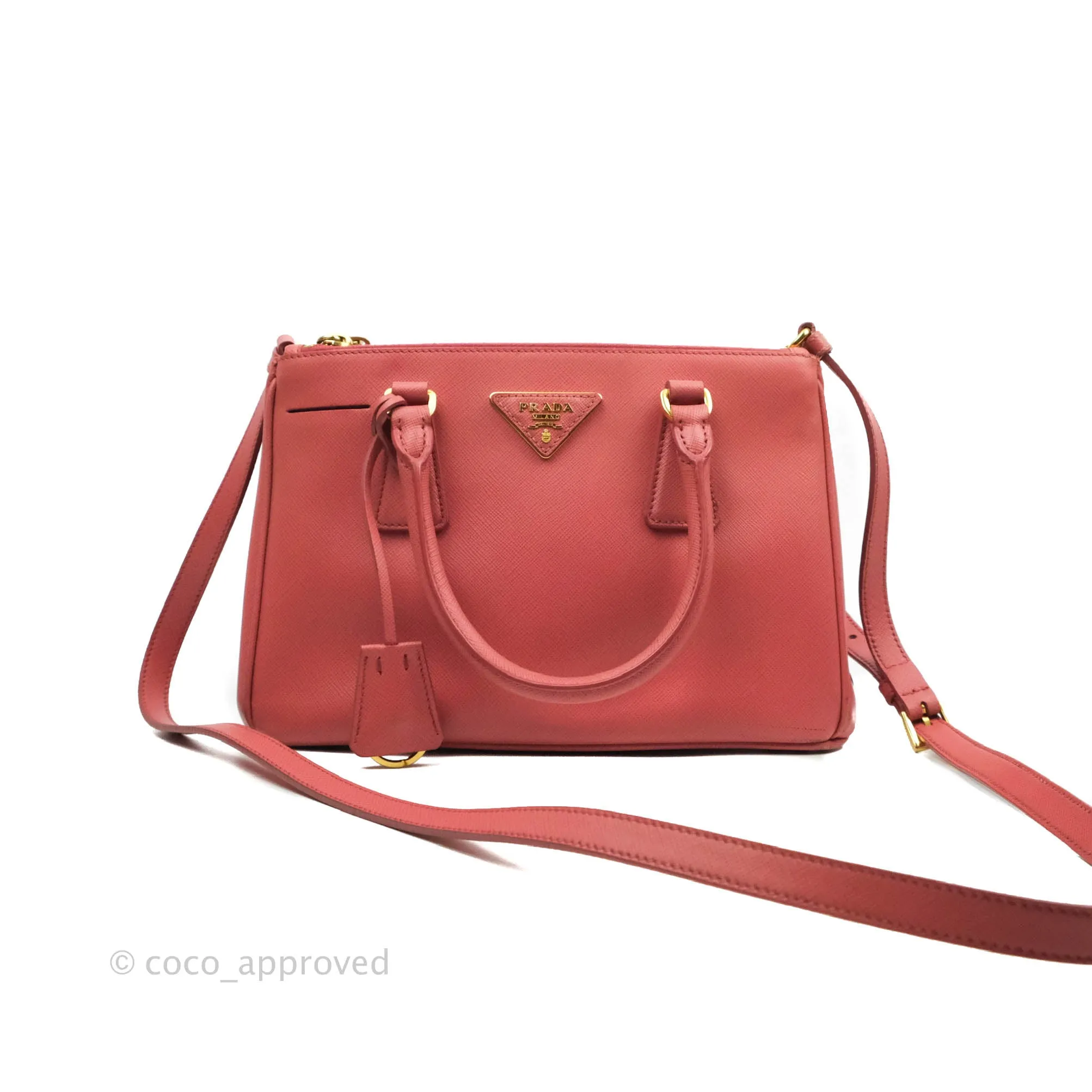 Prada Small Saffiano Lux Pink Tamaris Galleria Bag