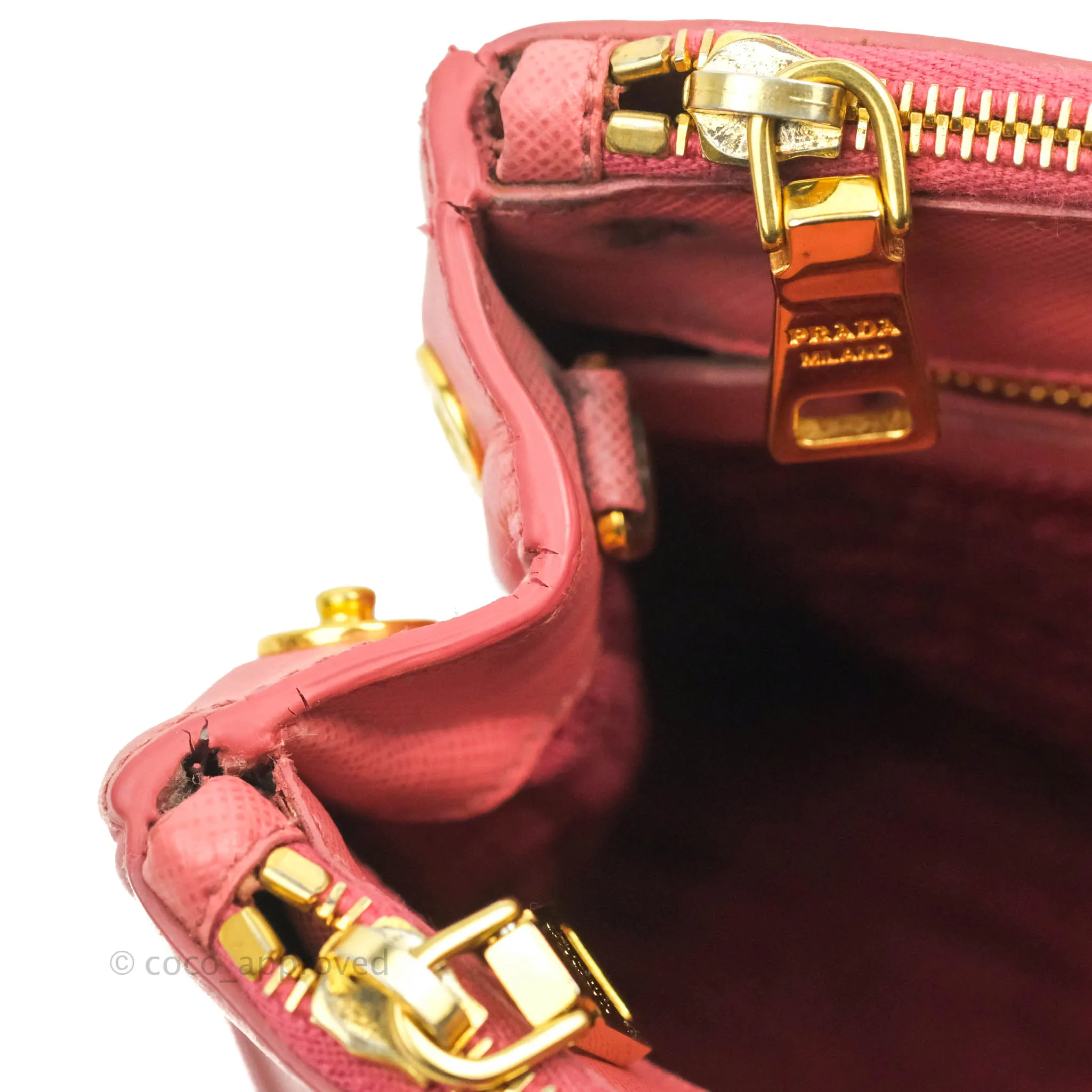 Prada Small Saffiano Lux Pink Tamaris Galleria Bag