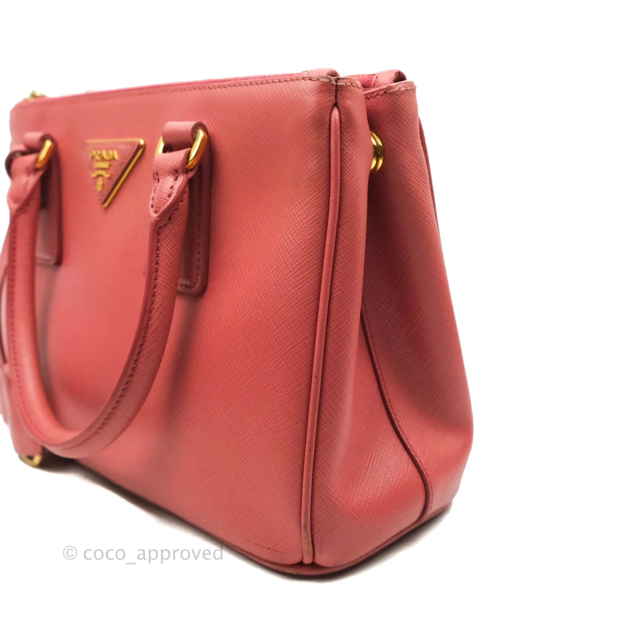 Prada Small Saffiano Lux Pink Tamaris Galleria Bag