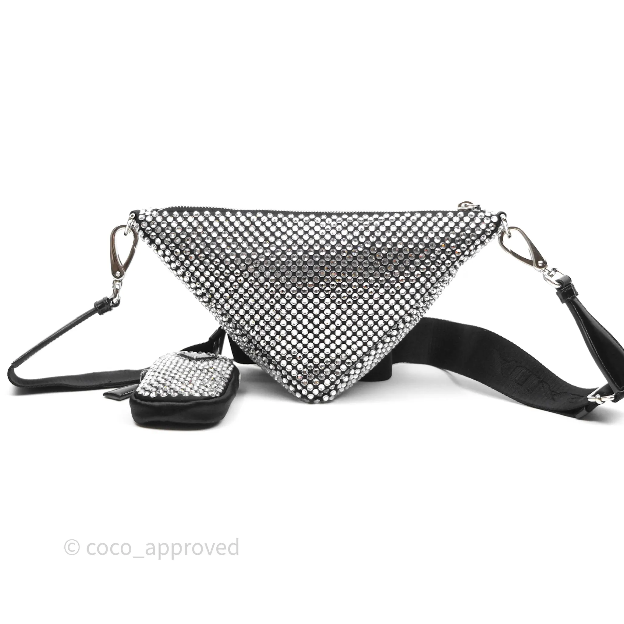 Prada Triangle Crystal Bag Black