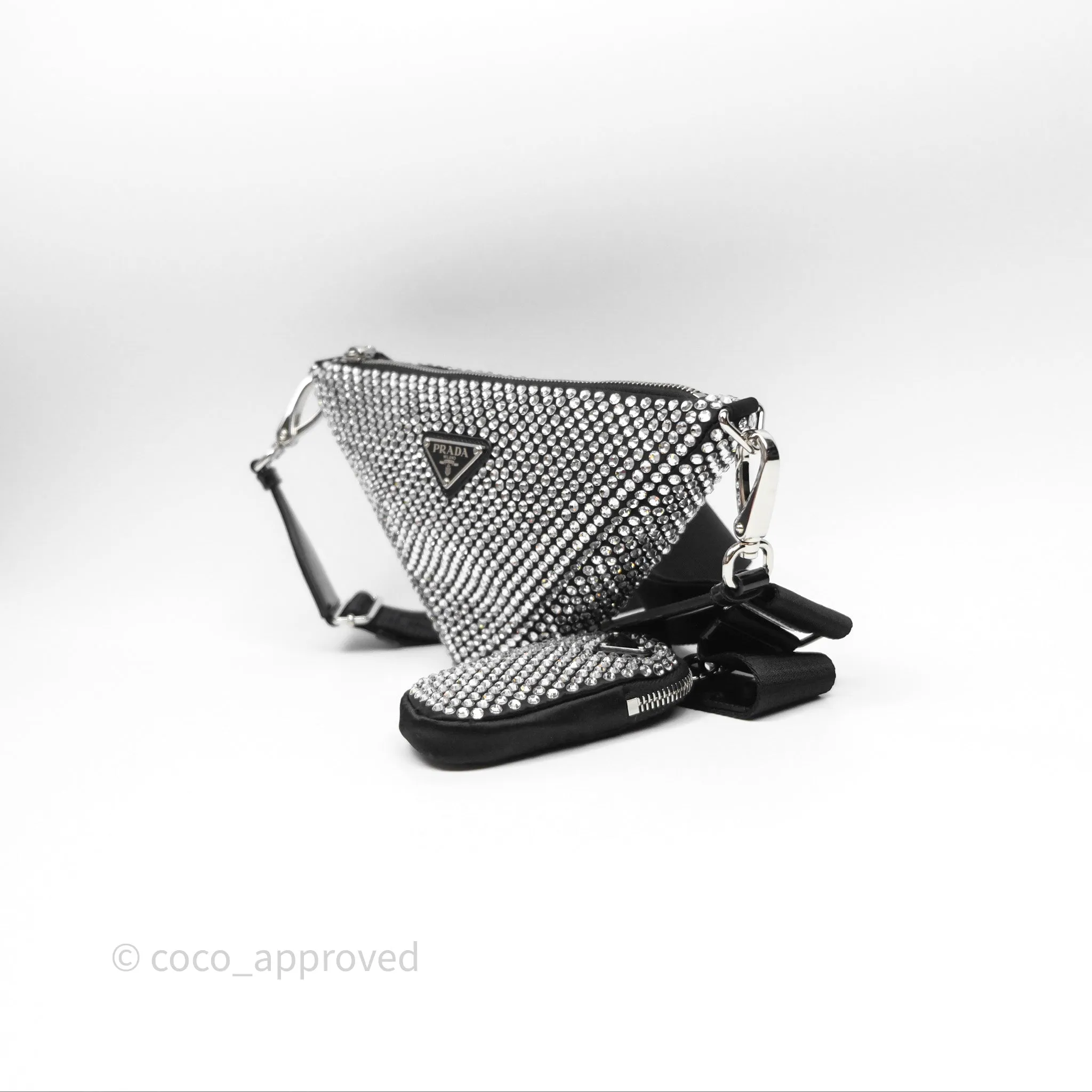 Prada Triangle Crystal Bag Black