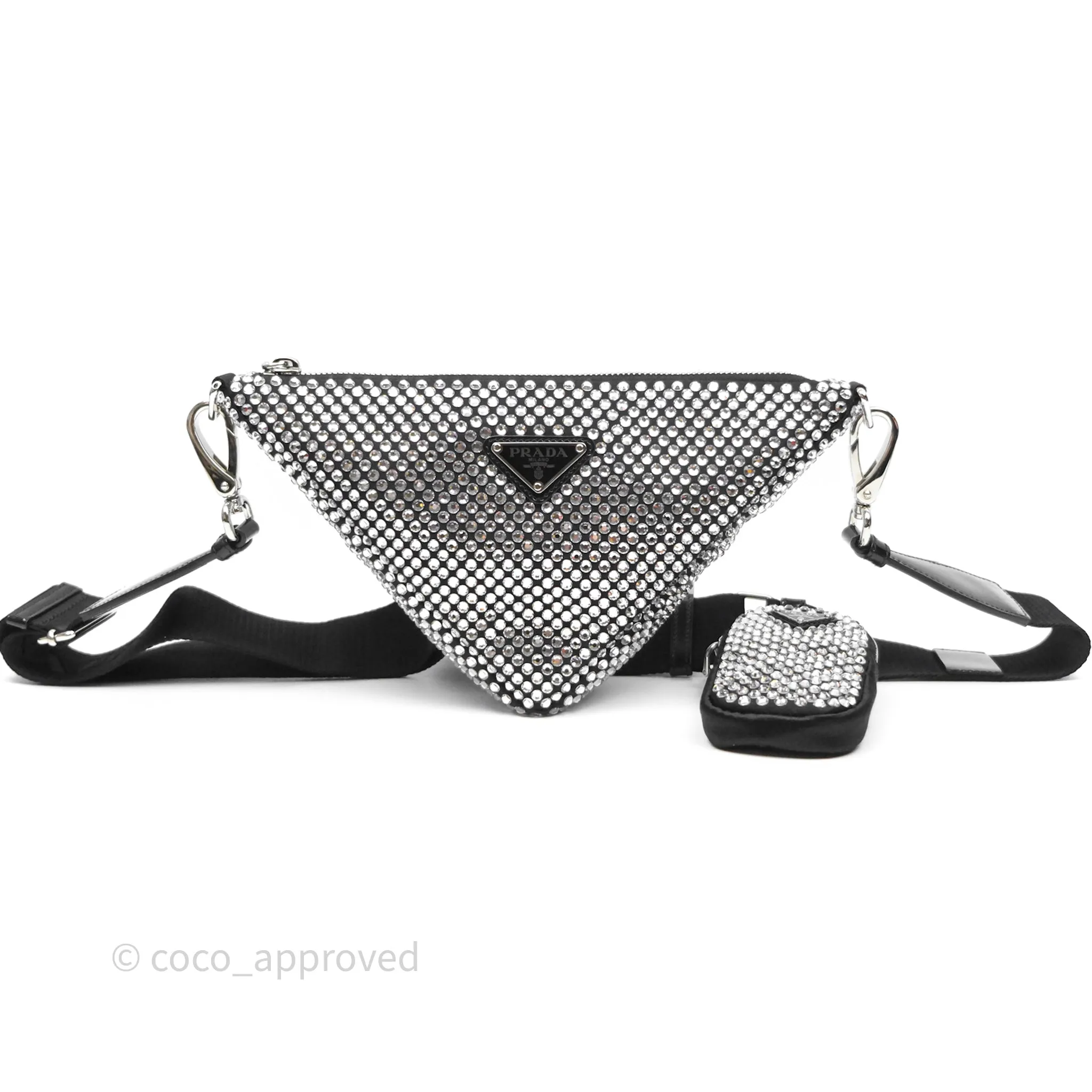 Prada Triangle Crystal Bag Black