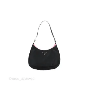 Prada Vintage Small Tessuto Hobo Bag Black Nylon