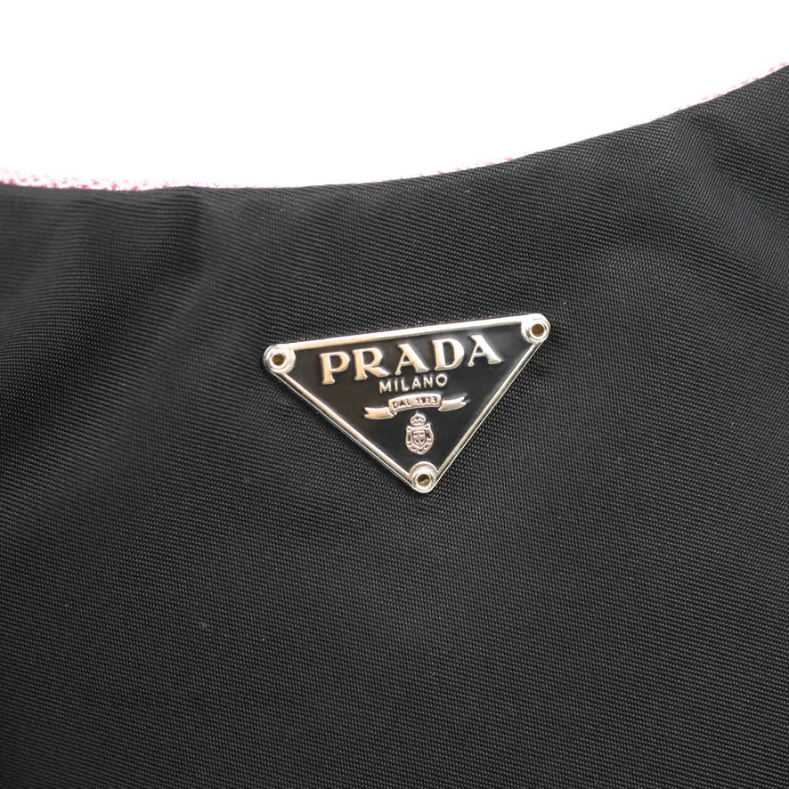 Prada Vintage Small Tessuto Hobo Bag Black Nylon