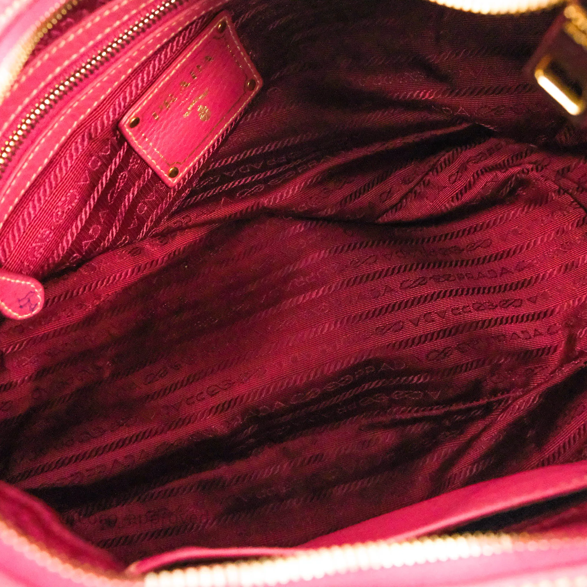 Prada Vitello Daino Hobo Bag Dark Pink