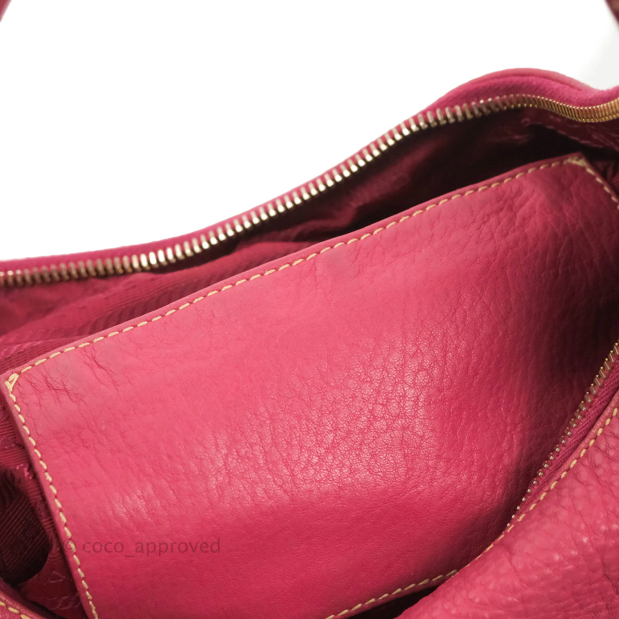 Prada Vitello Daino Hobo Bag Dark Pink