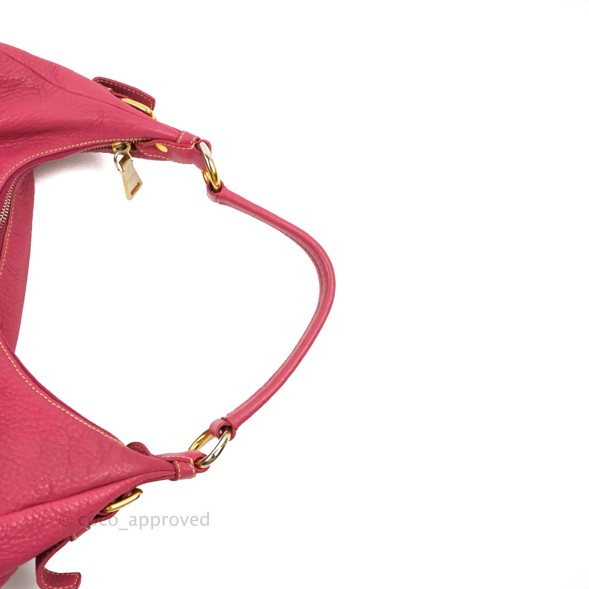 Prada Vitello Daino Hobo Bag Dark Pink