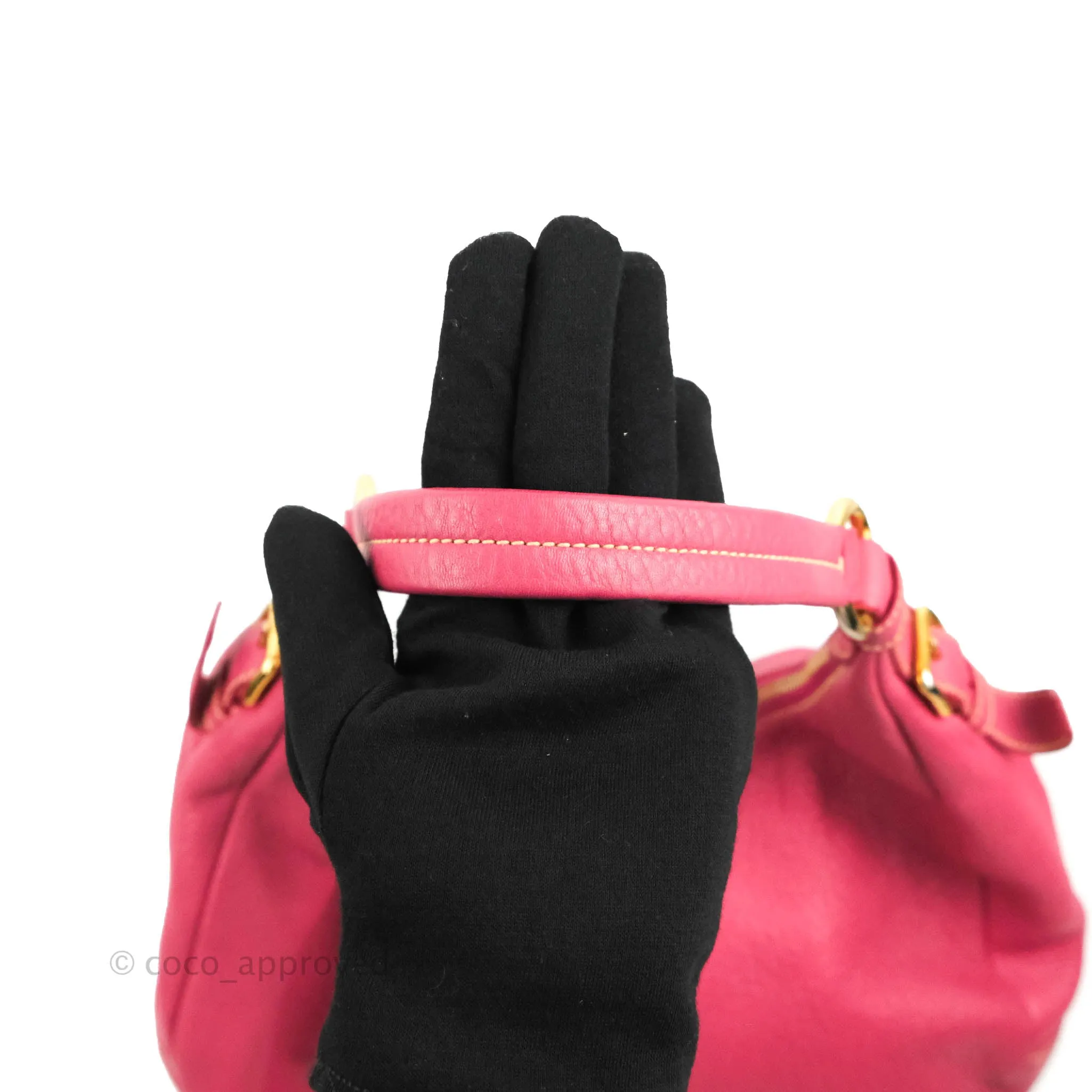 Prada Vitello Daino Hobo Bag Dark Pink