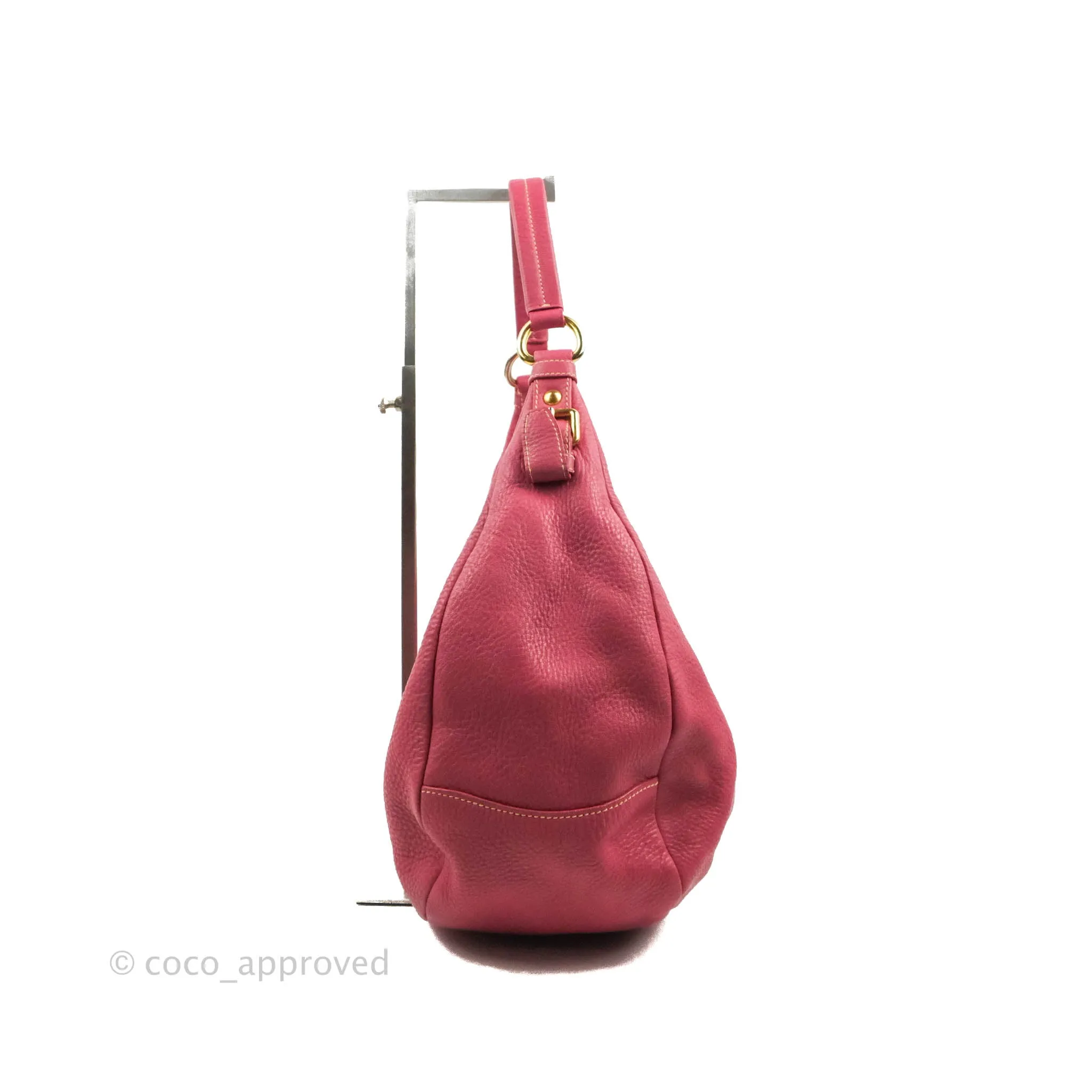 Prada Vitello Daino Hobo Bag Dark Pink