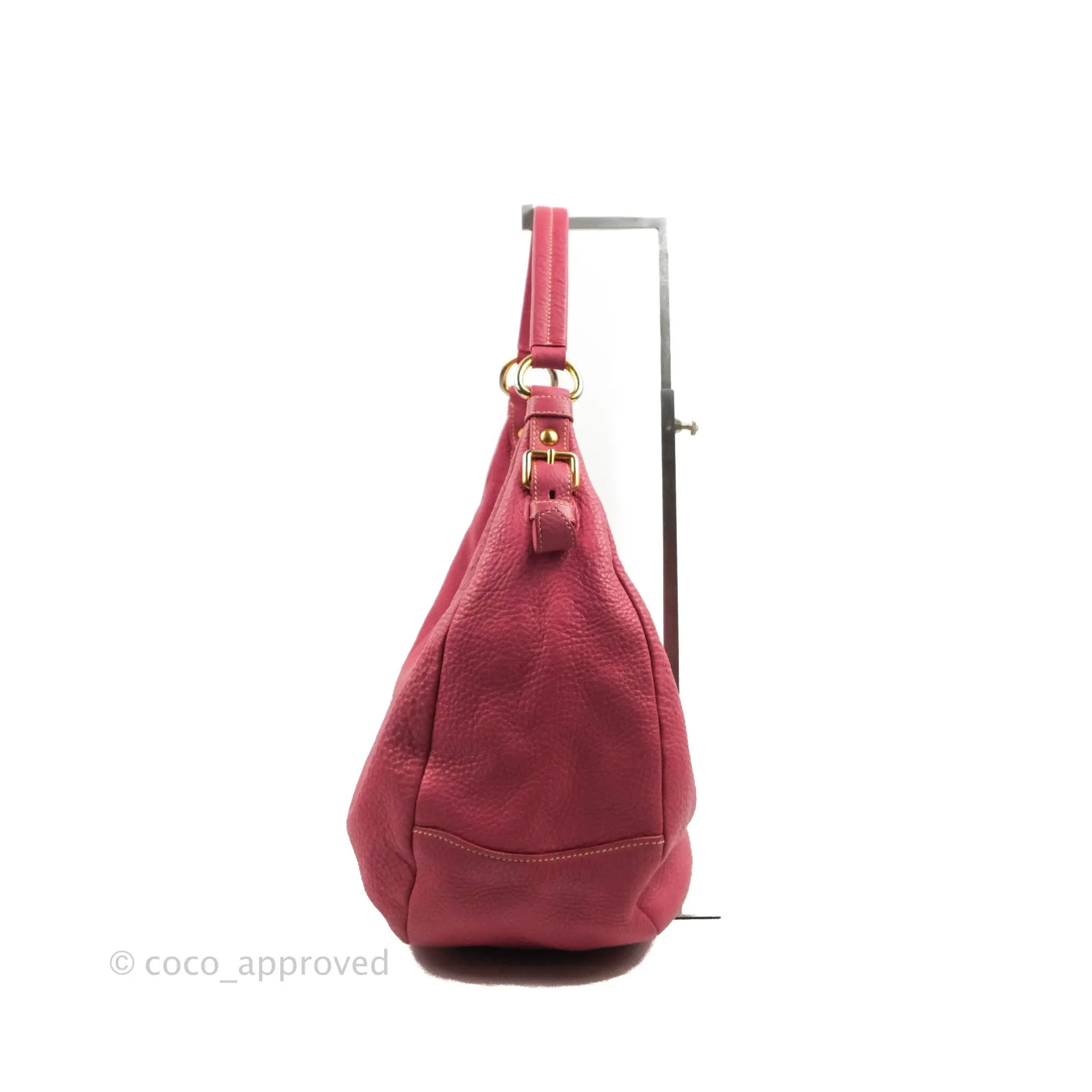 Prada Vitello Daino Hobo Bag Dark Pink