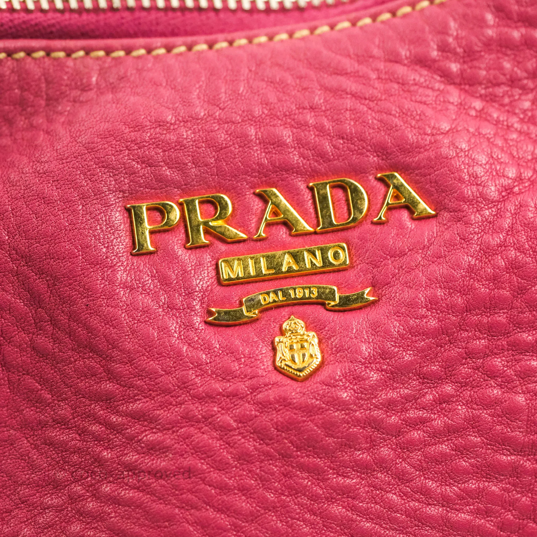 Prada Vitello Daino Hobo Bag Dark Pink
