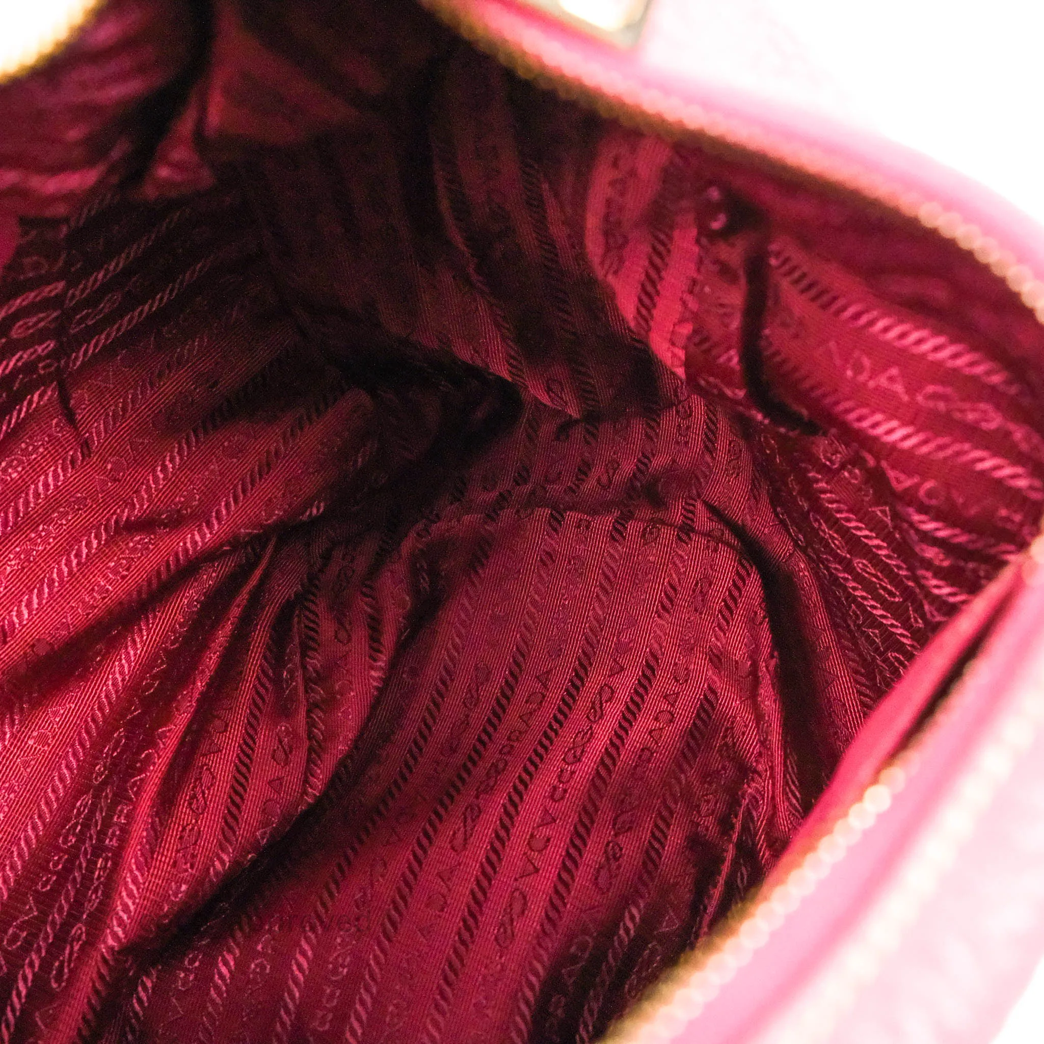 Prada Vitello Daino Hobo Bag Dark Pink