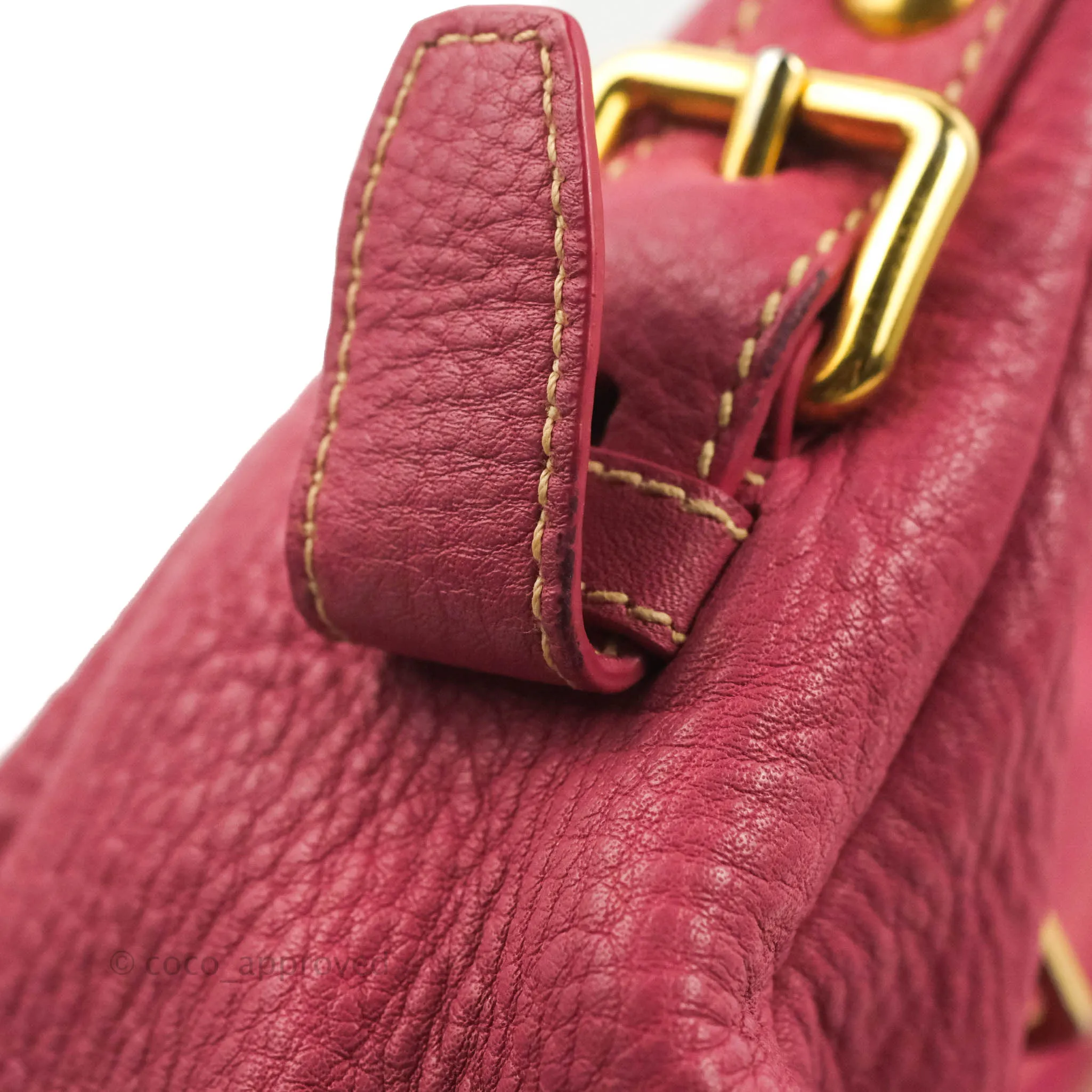 Prada Vitello Daino Hobo Bag Dark Pink