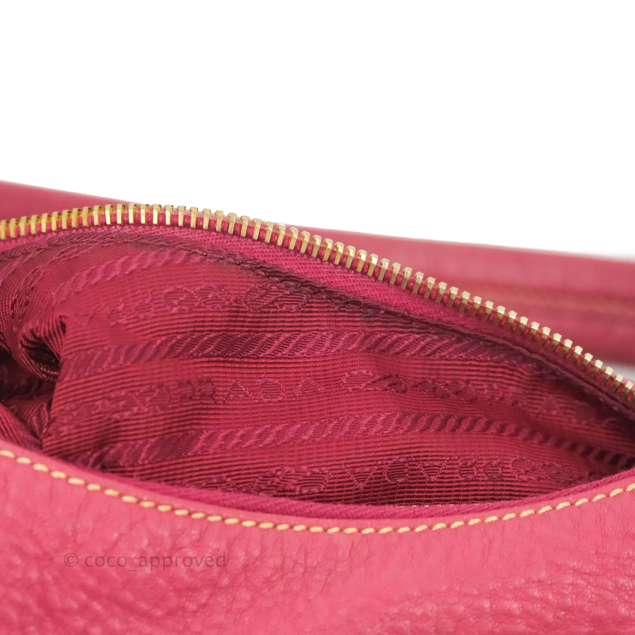 Prada Vitello Daino Hobo Bag Dark Pink