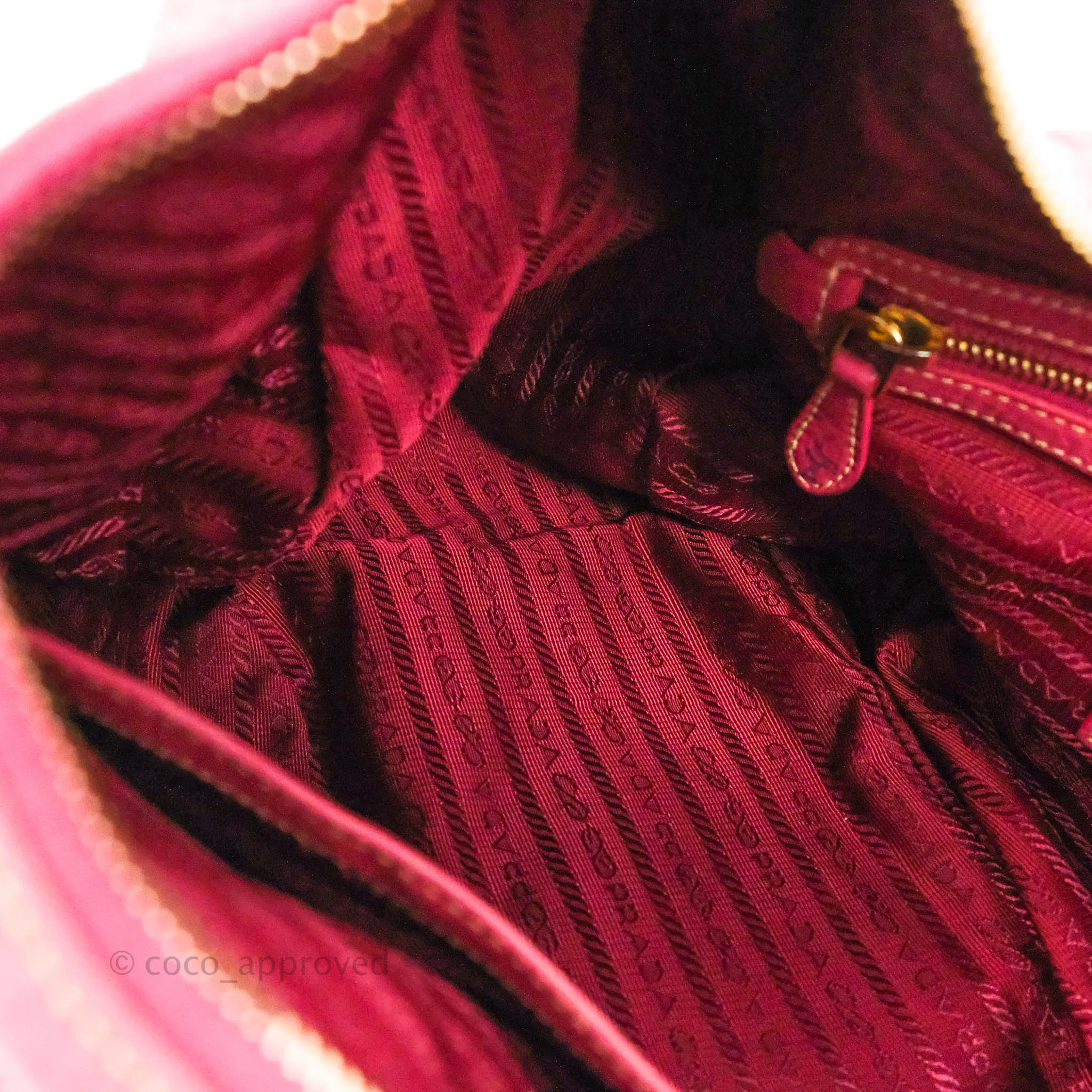 Prada Vitello Daino Hobo Bag Dark Pink