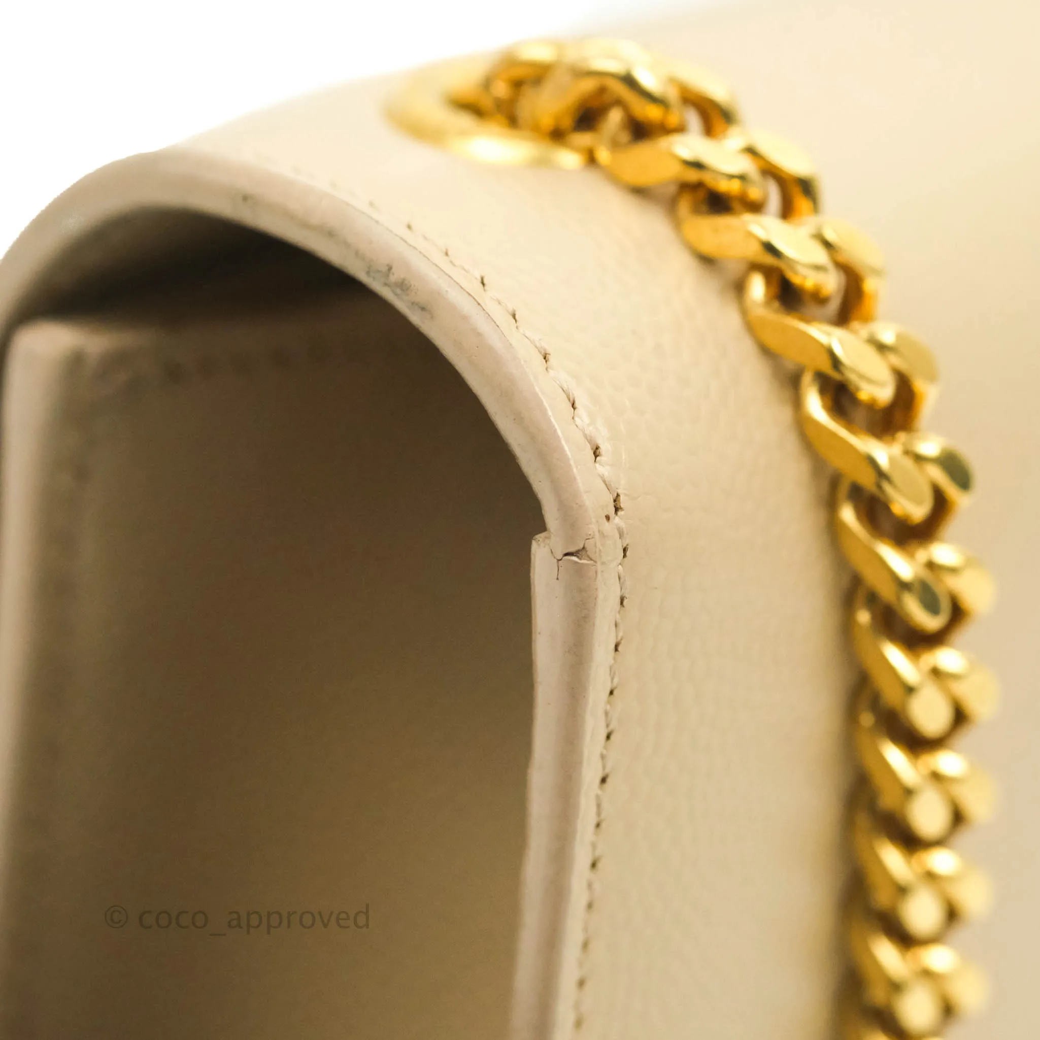Saint Laurent Beige Kate Small Grained Leather Shoulder Bag Gold Hardware
