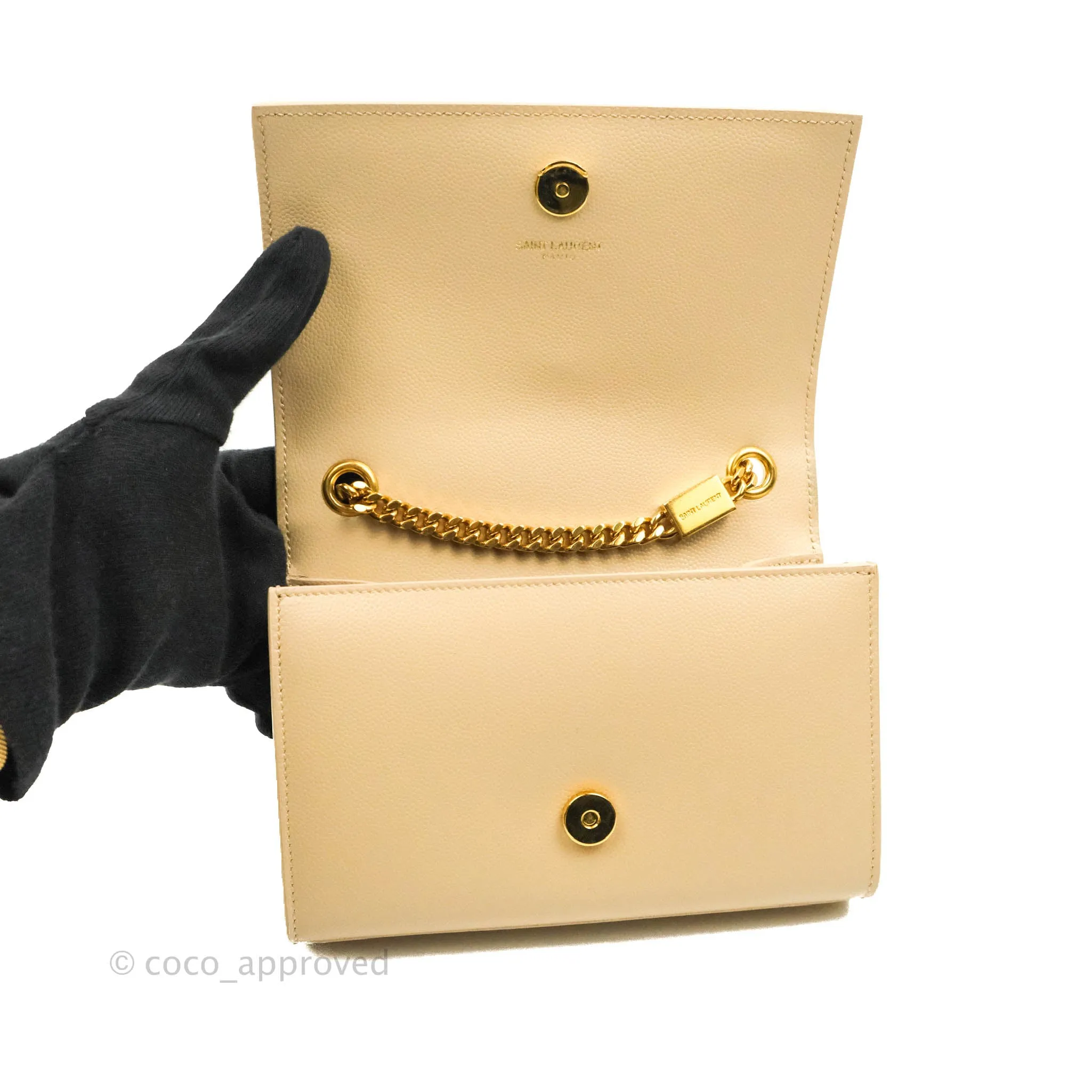 Saint Laurent Beige Kate Small Grained Leather Shoulder Bag Gold Hardware