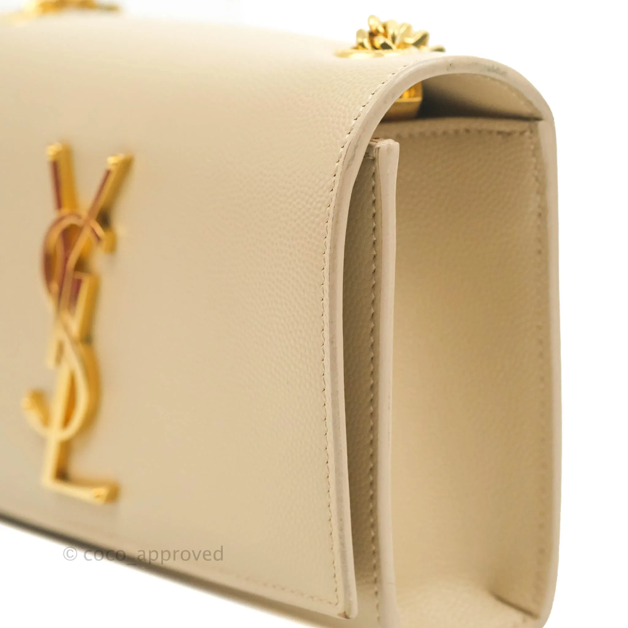 Saint Laurent Beige Kate Small Grained Leather Shoulder Bag Gold Hardware