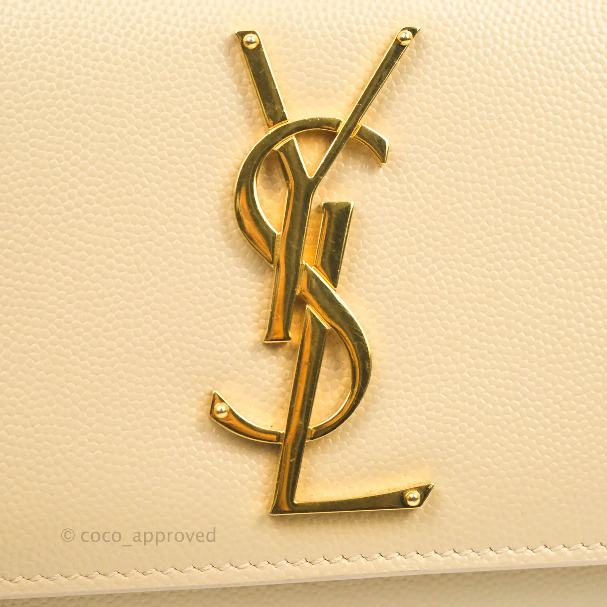 Saint Laurent Beige Kate Small Grained Leather Shoulder Bag Gold Hardware