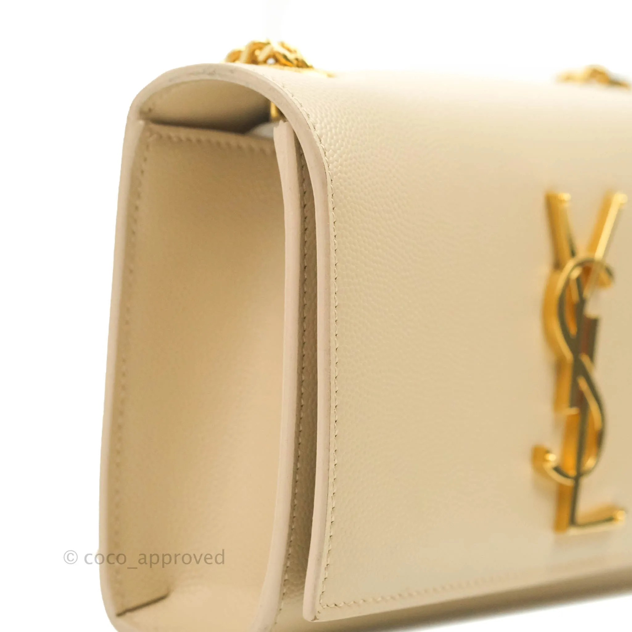 Saint Laurent Beige Kate Small Grained Leather Shoulder Bag Gold Hardware