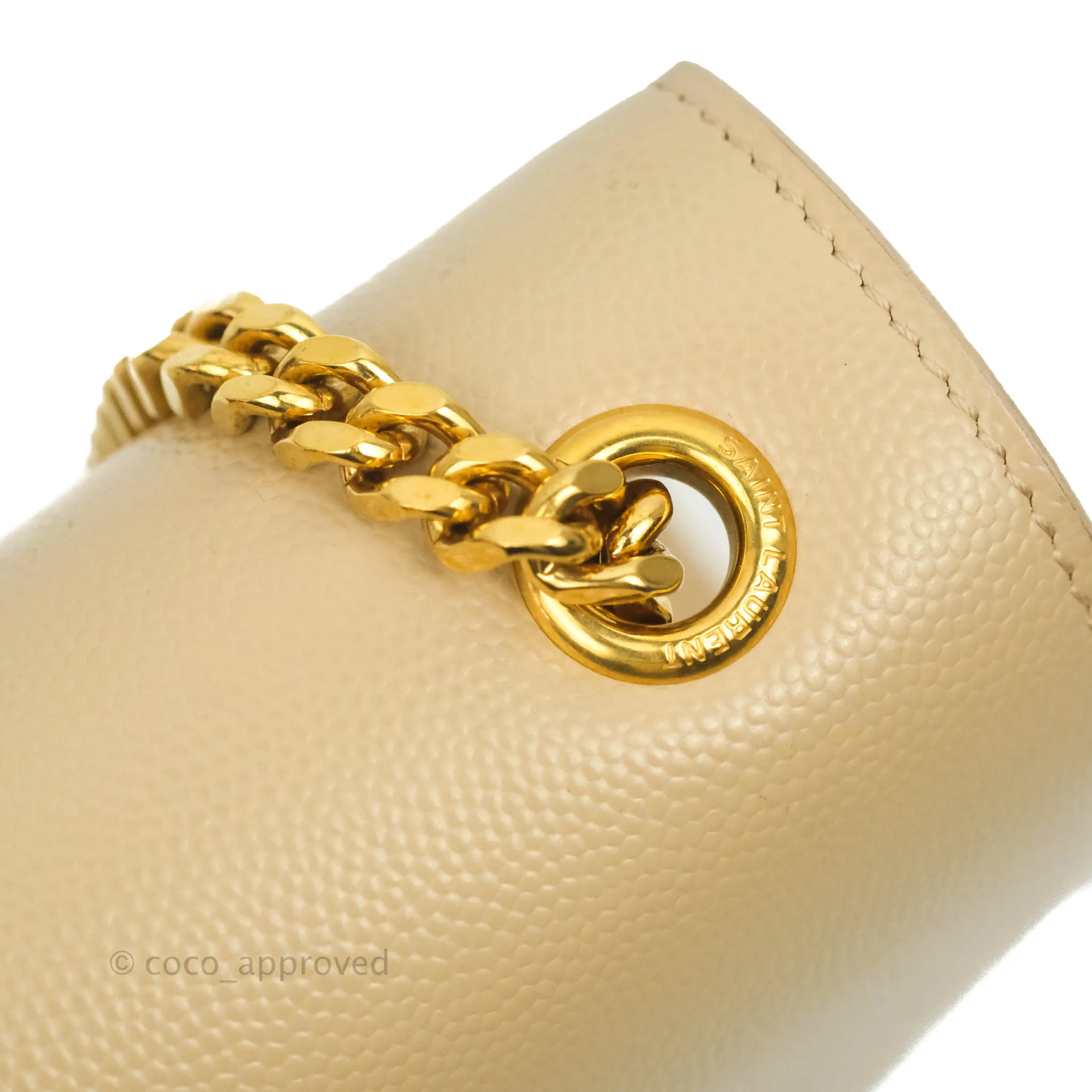 Saint Laurent Beige Kate Small Grained Leather Shoulder Bag Gold Hardware