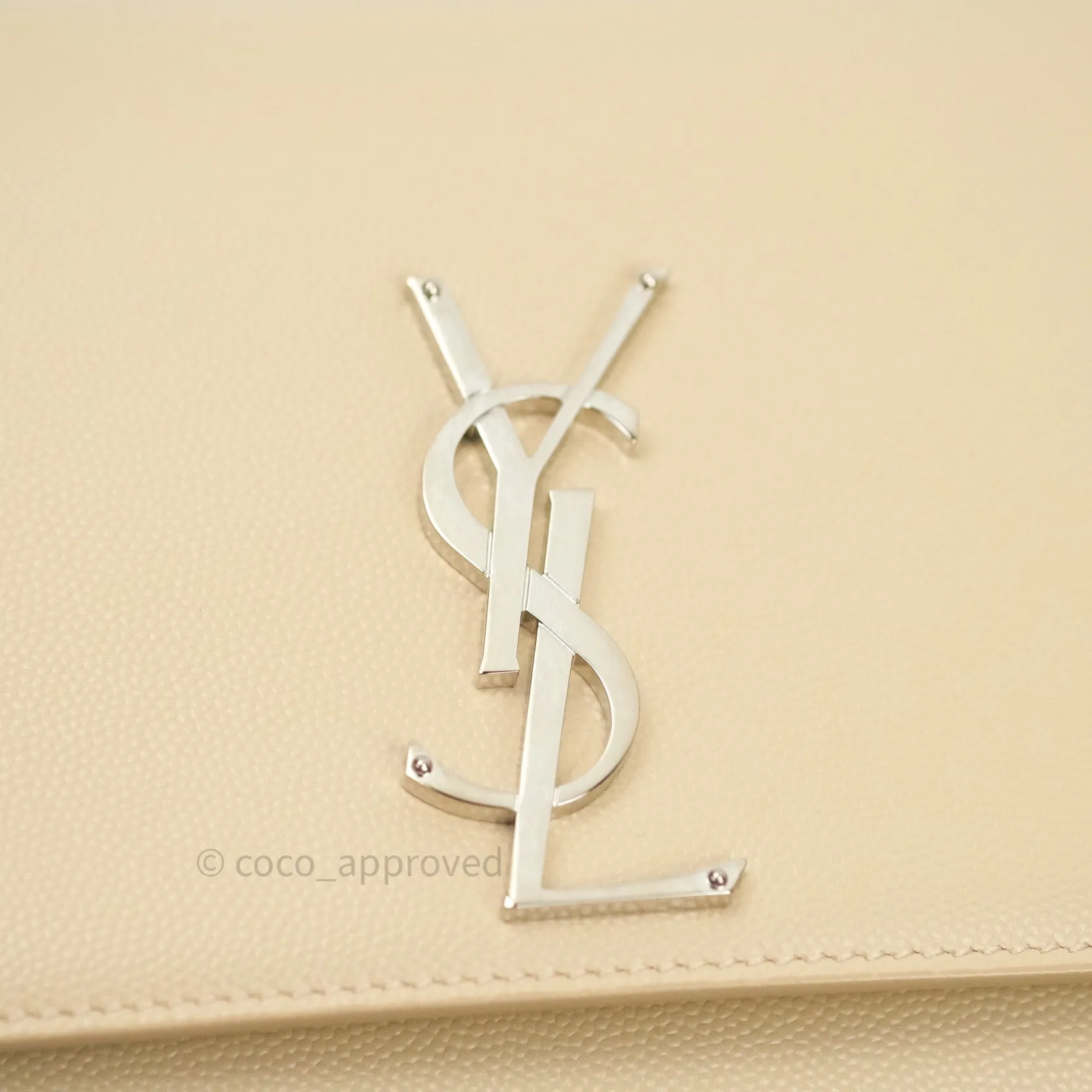 Saint Laurent Calfskin Medium Classic Monogram Kate Beige