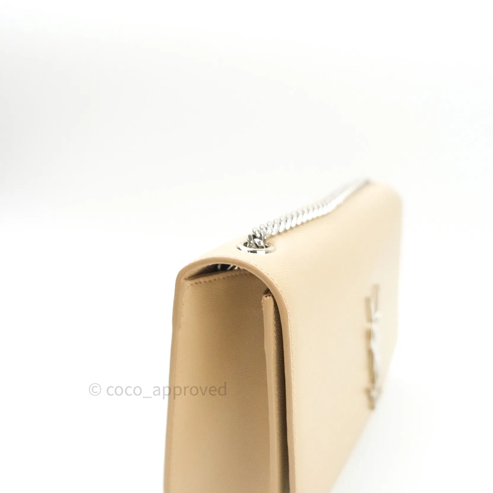 Saint Laurent Calfskin Medium Classic Monogram Kate Beige