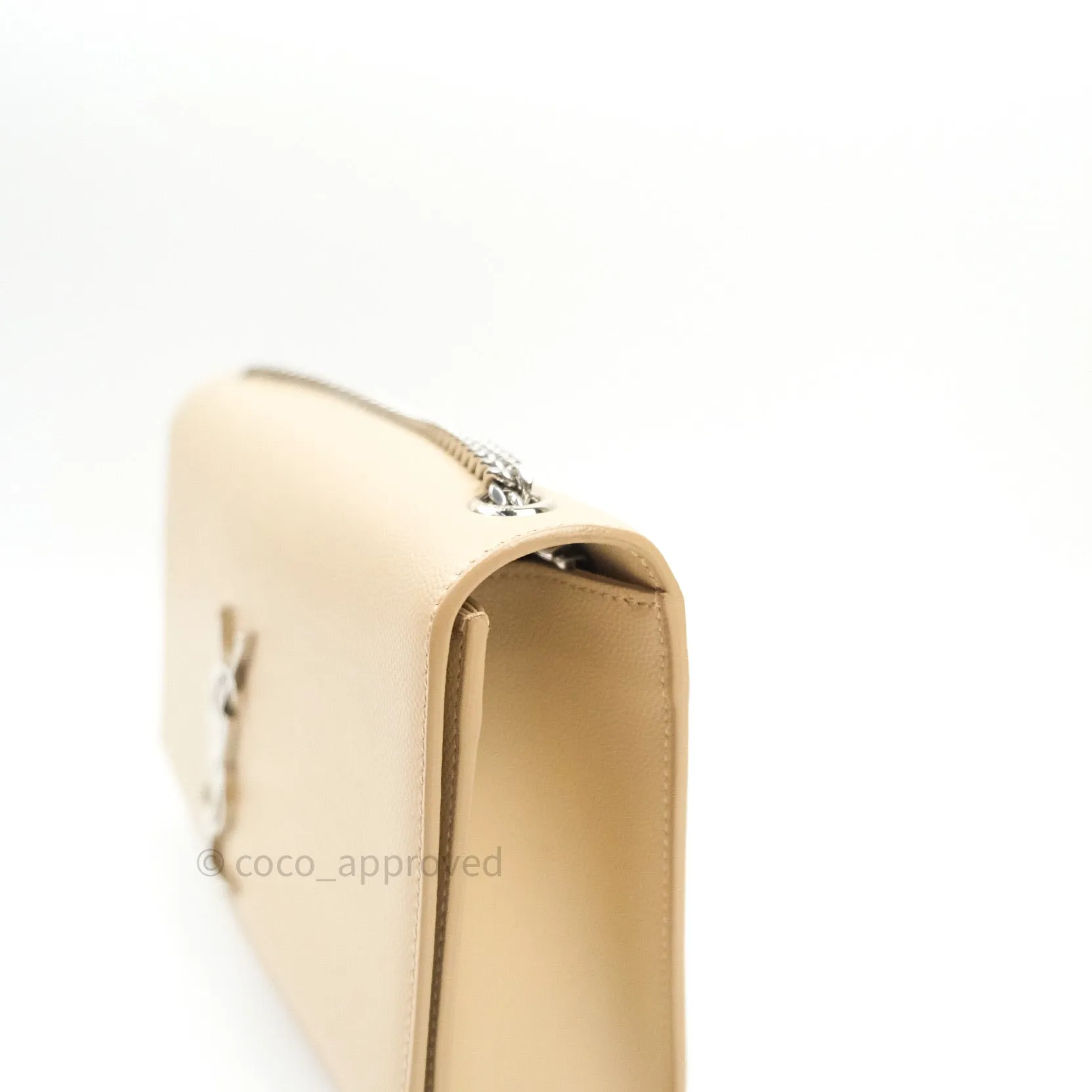 Saint Laurent Calfskin Medium Classic Monogram Kate Beige