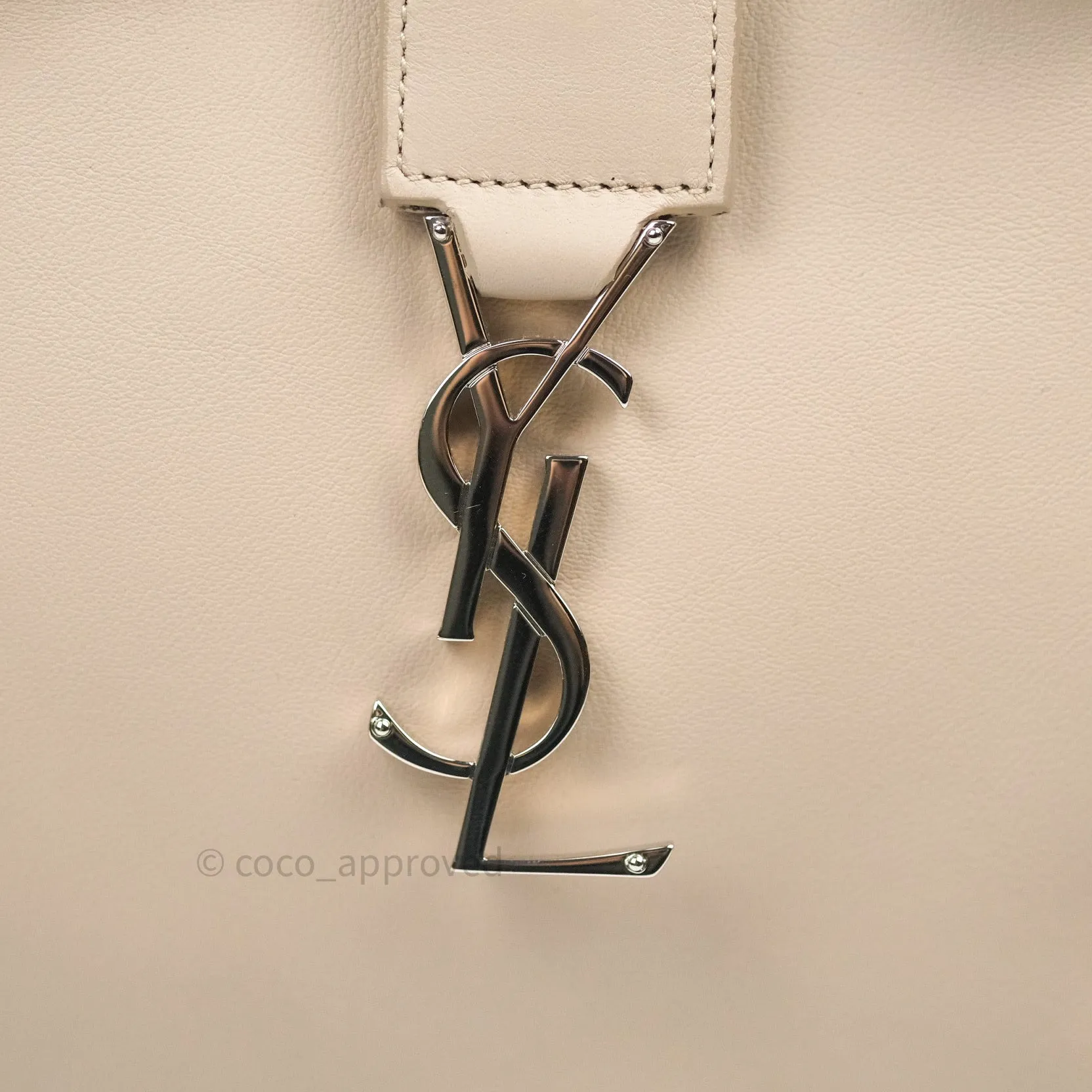 Saint Laurent Calfskin Monogram Baby Cabas Pale Pink Silver Hardware
