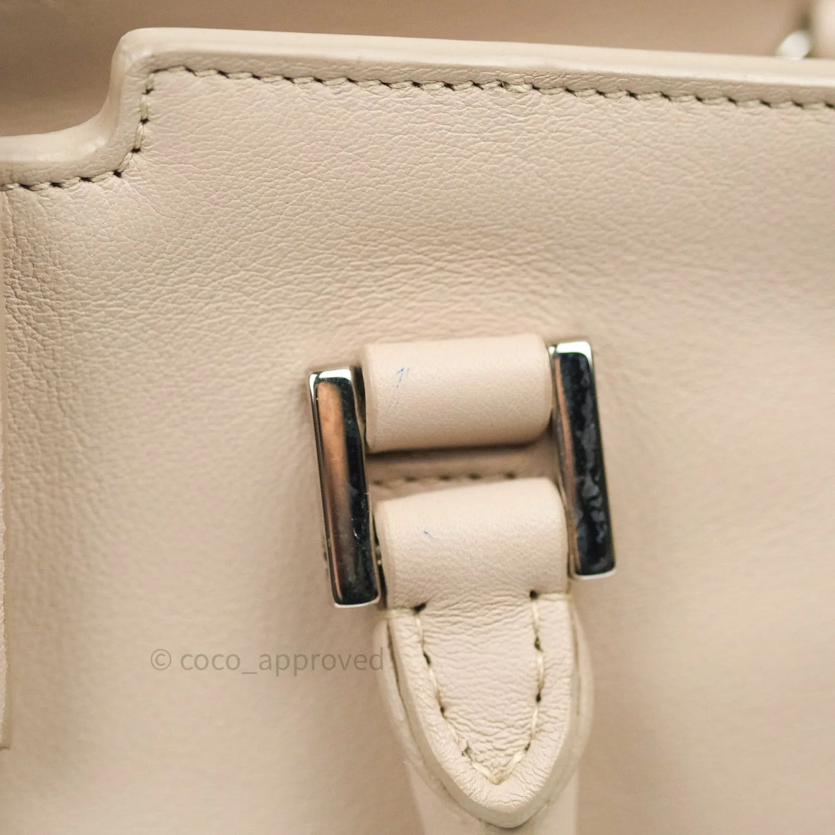 Saint Laurent Calfskin Monogram Baby Cabas Pale Pink Silver Hardware