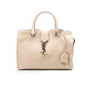 Saint Laurent Calfskin Monogram Baby Cabas Pale Pink Silver Hardware