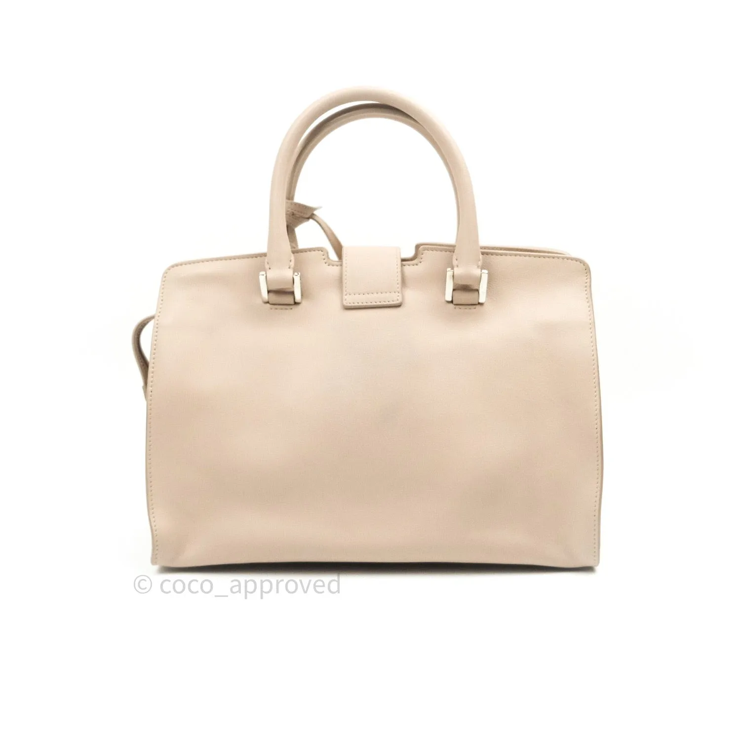 Saint Laurent Calfskin Monogram Baby Cabas Pale Pink Silver Hardware