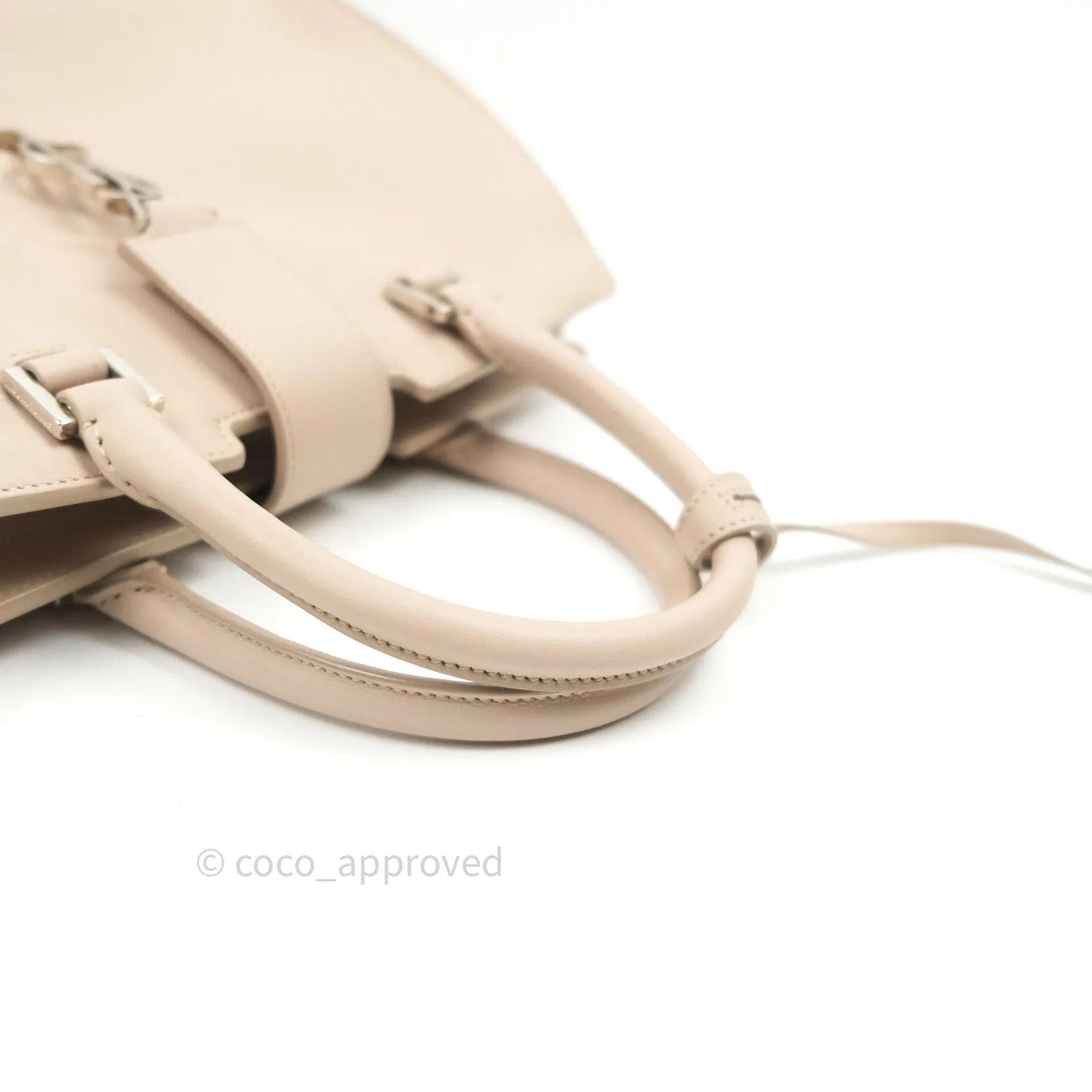 Saint Laurent Calfskin Monogram Baby Cabas Pale Pink Silver Hardware