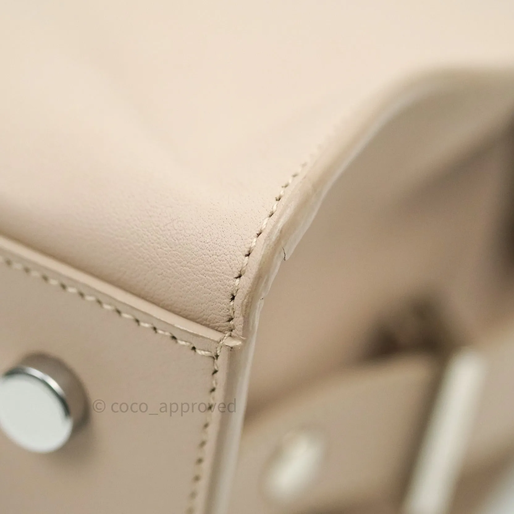Saint Laurent Calfskin Monogram Baby Cabas Pale Pink Silver Hardware