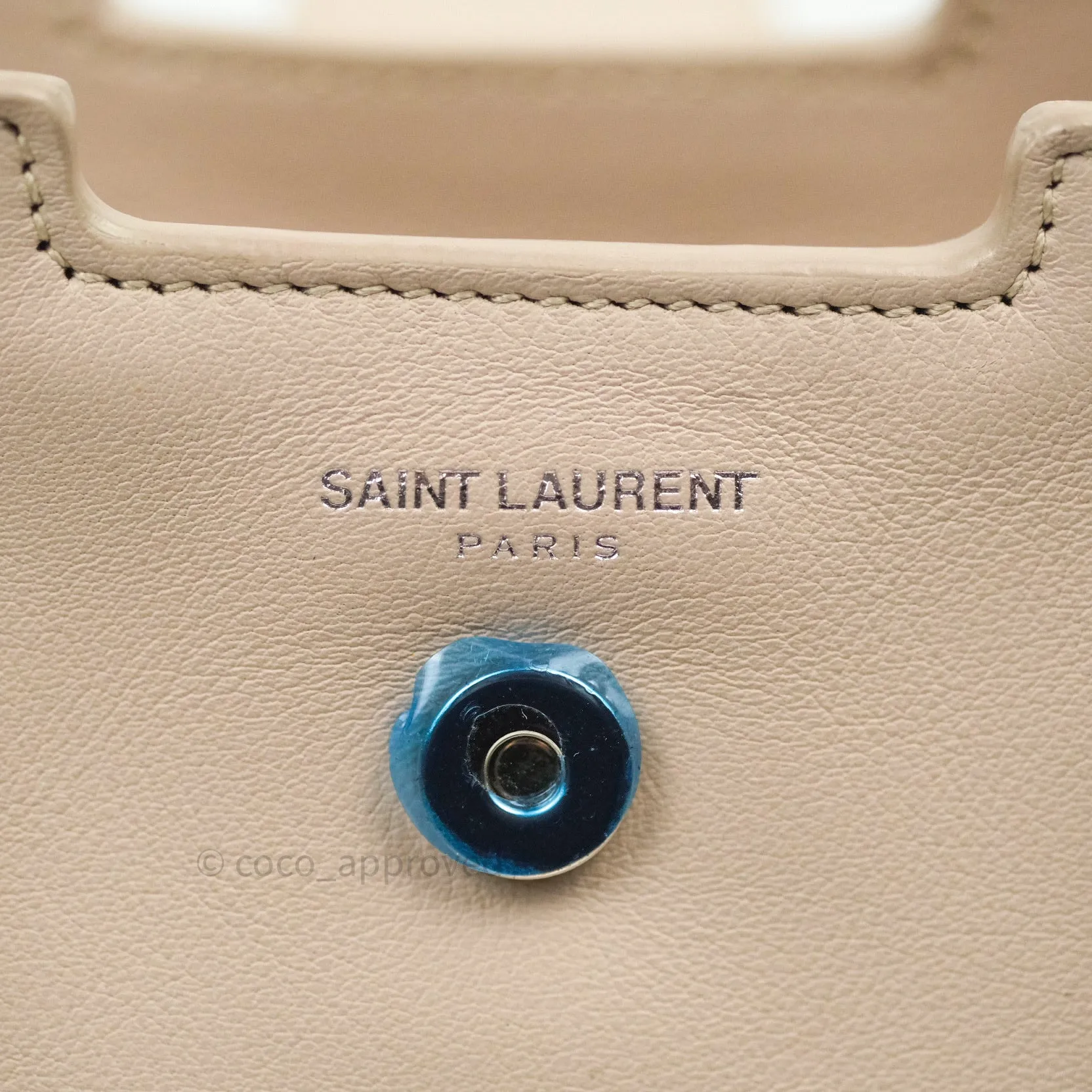 Saint Laurent Calfskin Monogram Baby Cabas Pale Pink Silver Hardware